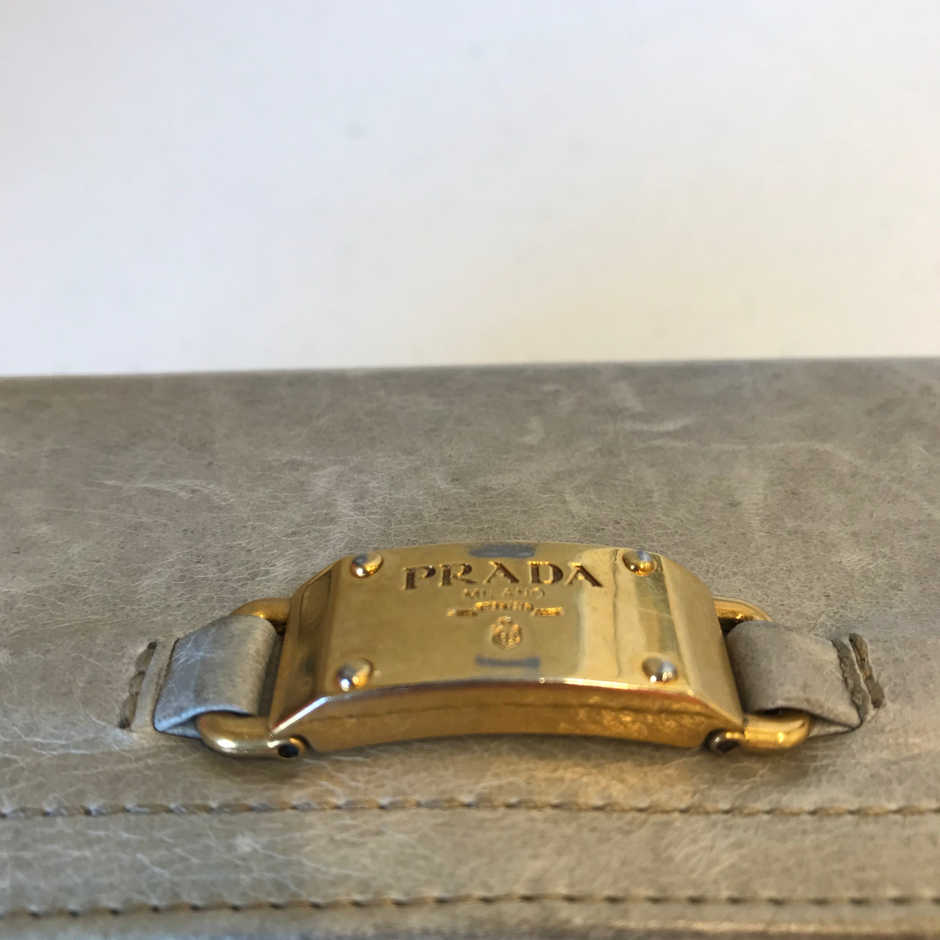 Wallet Luxury Designer By Prada In Grey, Size:Medium