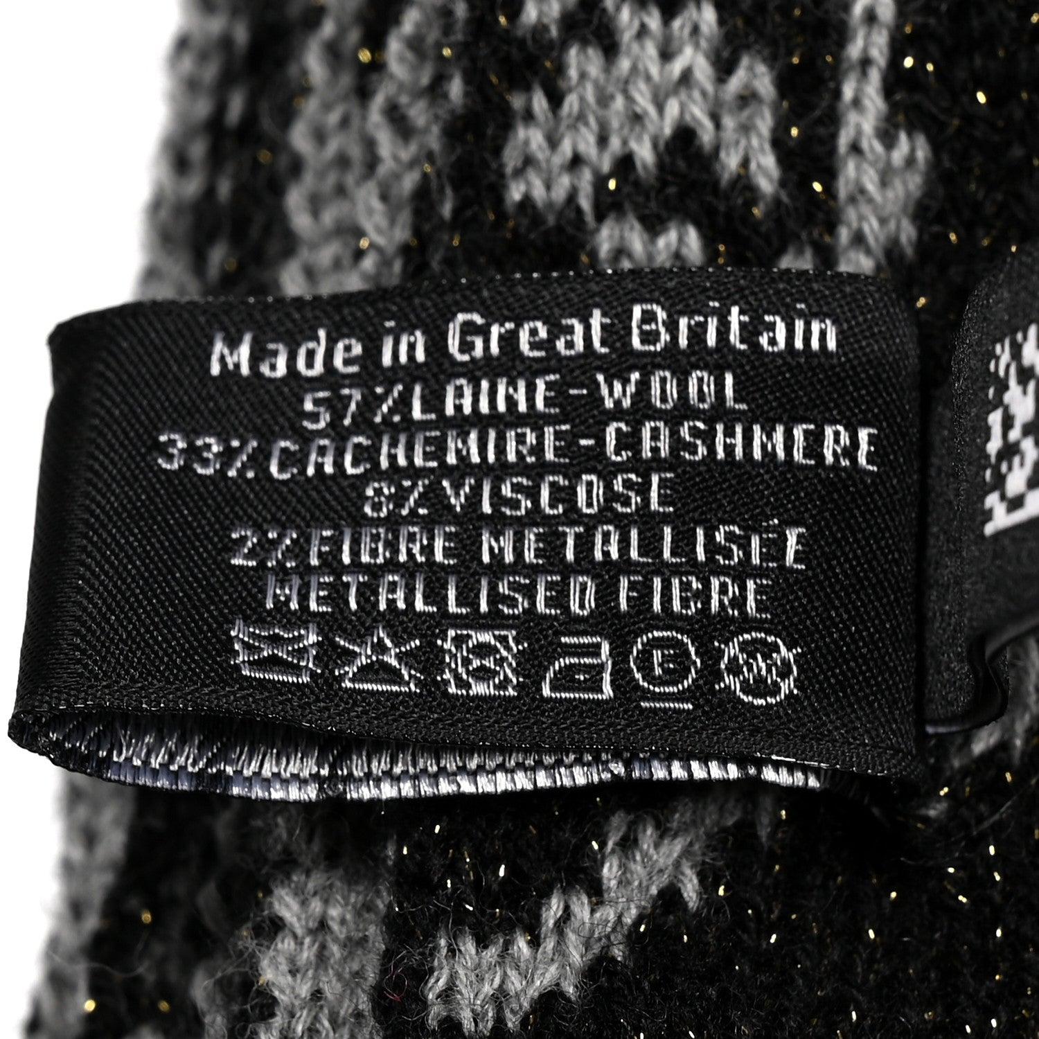 Wool Cashmere Viscose Metallic Fiber Camellia Scarf Black Grey