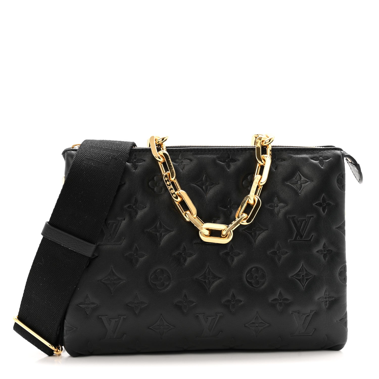 Lambskin Embossed Monogram Coussin PM Black