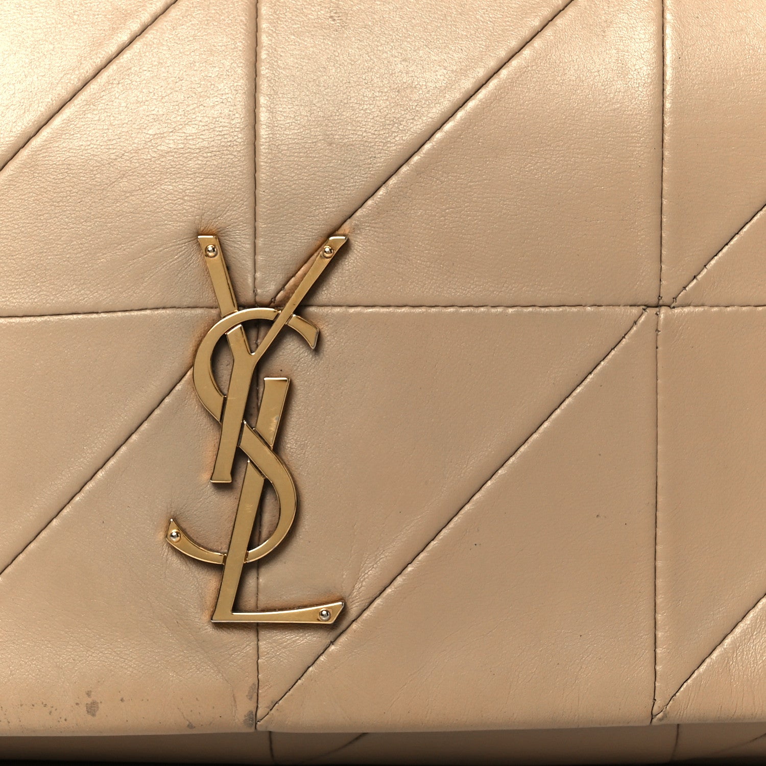 Lambskin Patchwork Monogram Medium Jamie Beige
