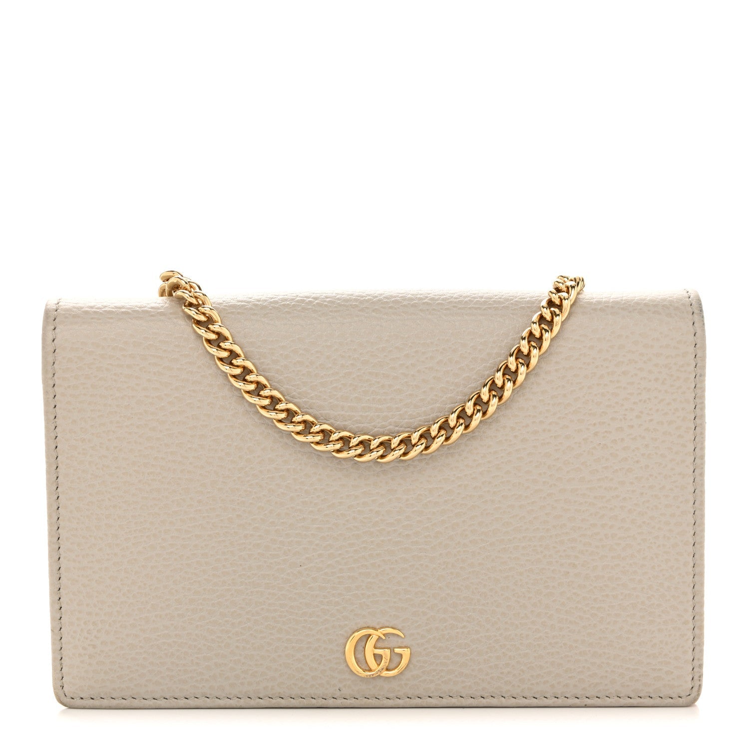 Dollar Calfskin Mini GG Marmont Chain Wallet Grey Light Pink