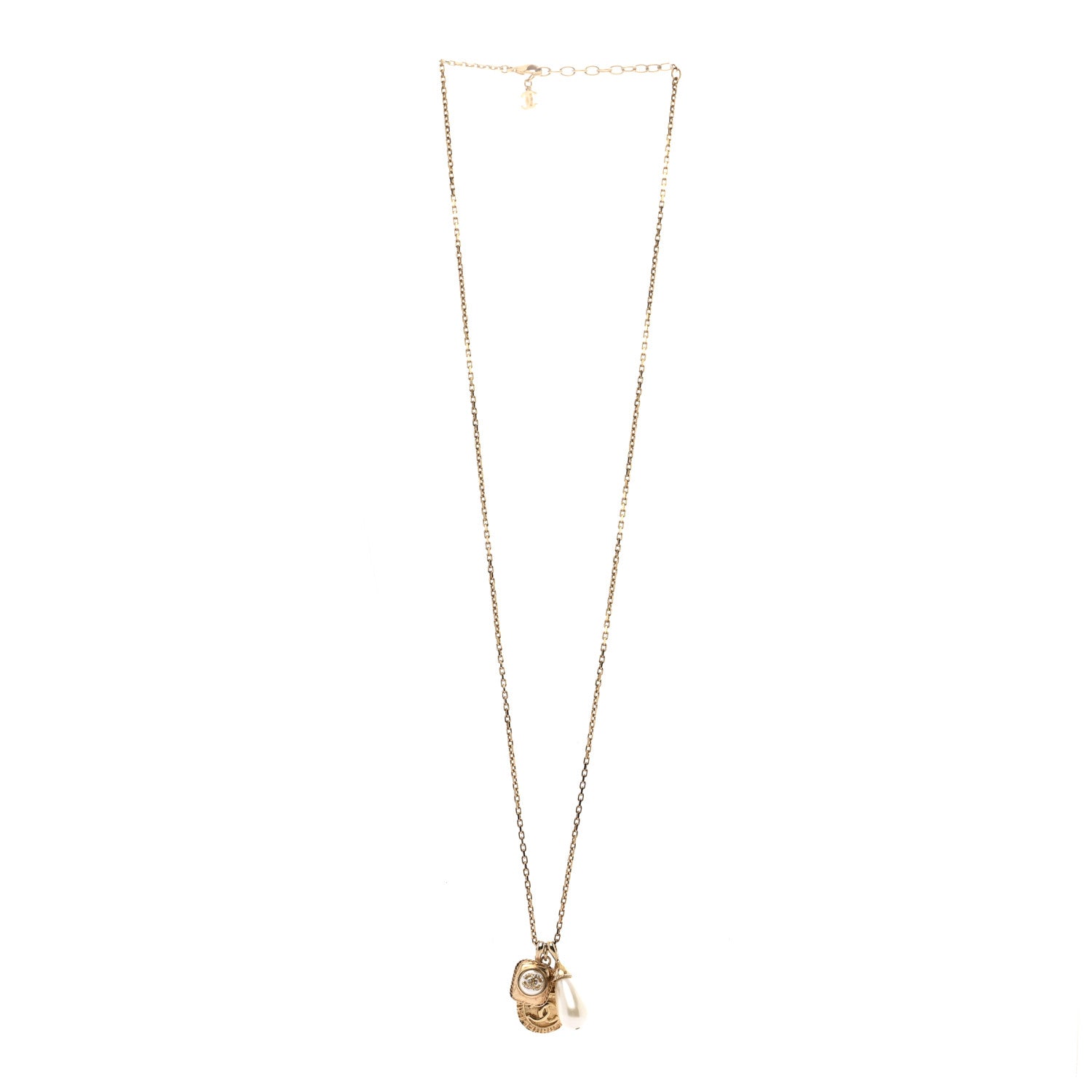 Crystal Pearl Necklace Gold