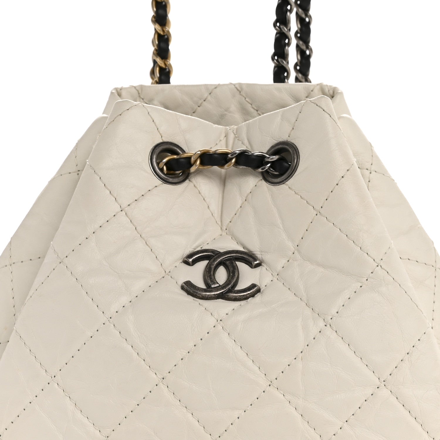 Aged Calfskin Quilted Small Gabrielle Backpack Black White