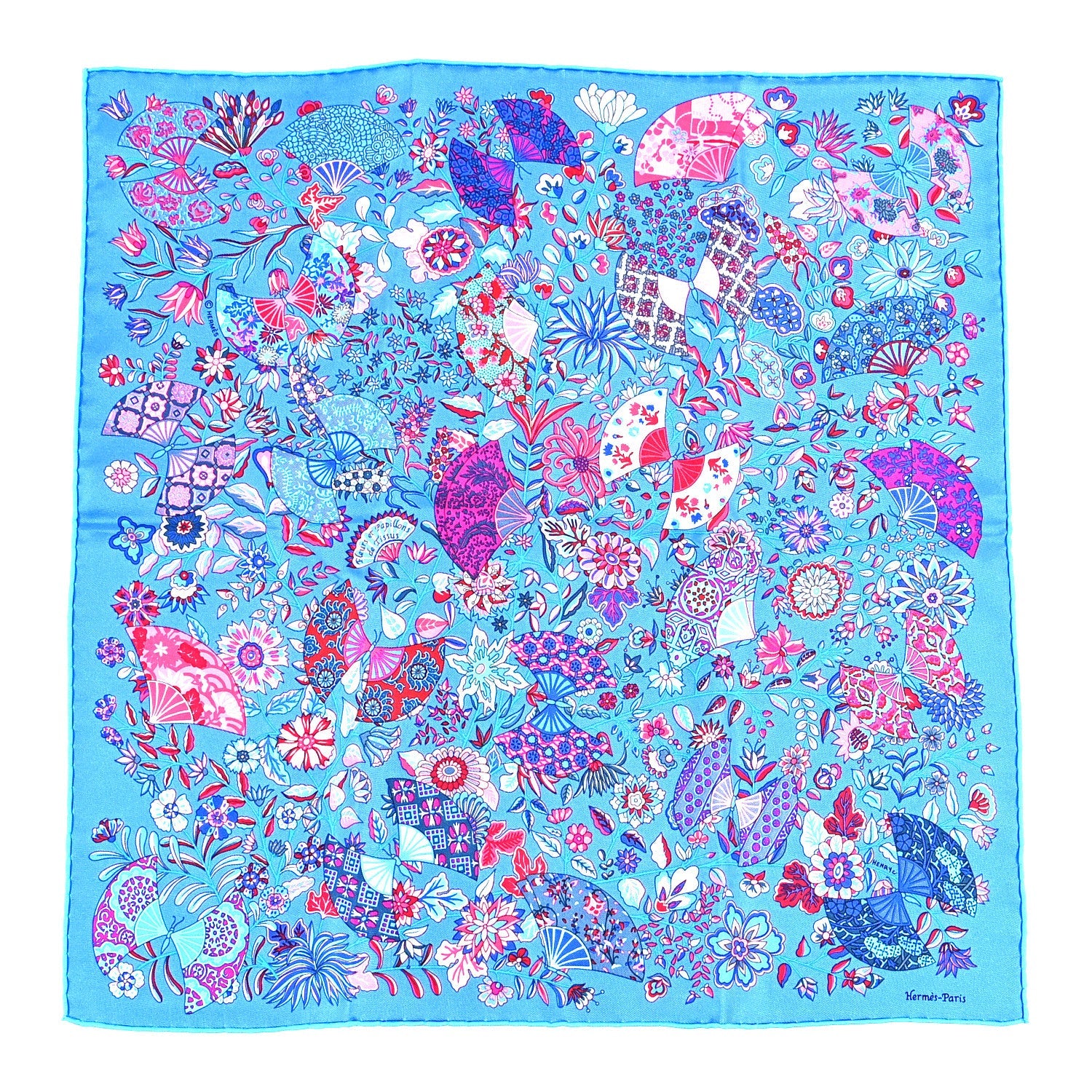 Silk Fleurs et Papillons de Tissus Pocket Square 45 Bleu Rose Violet