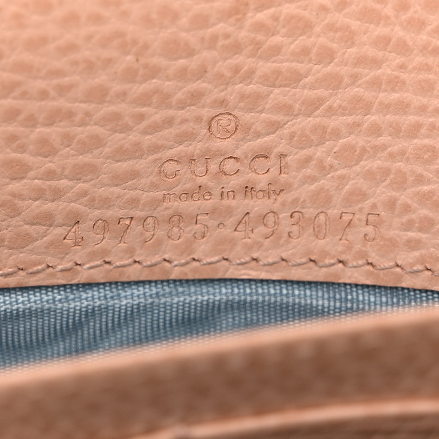 Dollar Calfskin Mini GG Marmont Chain Wallet Grey Light Pink