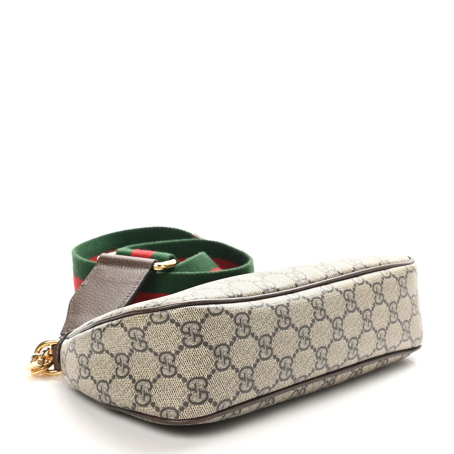 GG Supreme Monogram Textured Dollar Calfskin Web Small Ophidia GG Handbag Beige Ebony New Acero