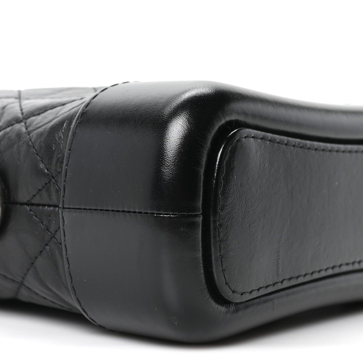 Aged Calfskin Quilted Small Gabrielle Logo Hobo Black