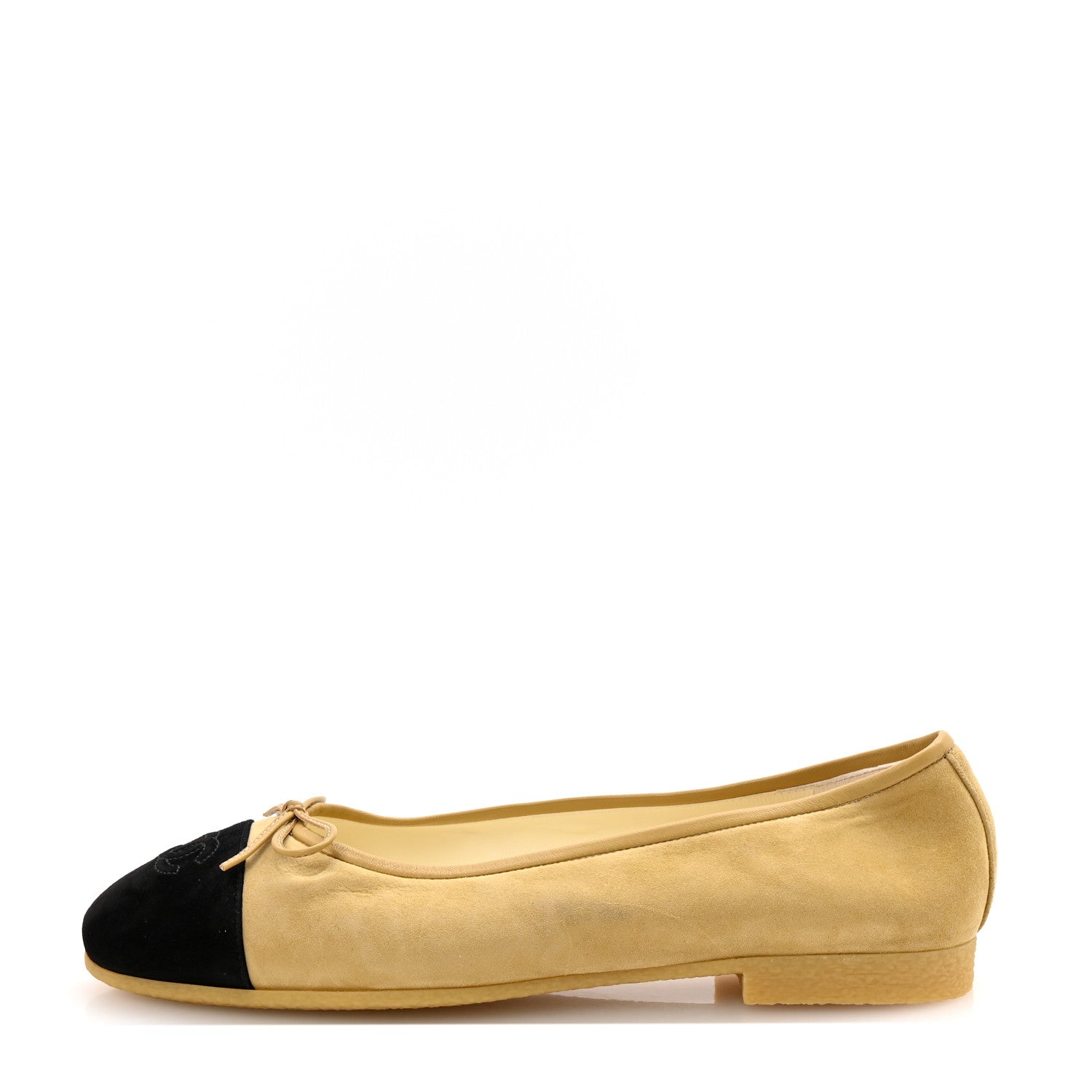 Suede Cap Toe CC Ballerina Flats 40 Beige Black