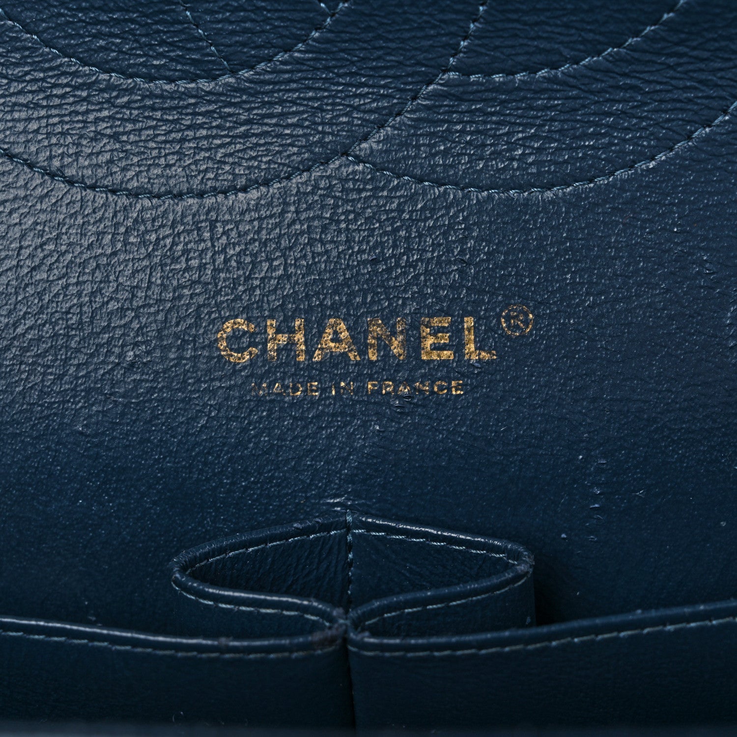 Metallic Caviar Quilted Jumbo Double Flap Dark Blue