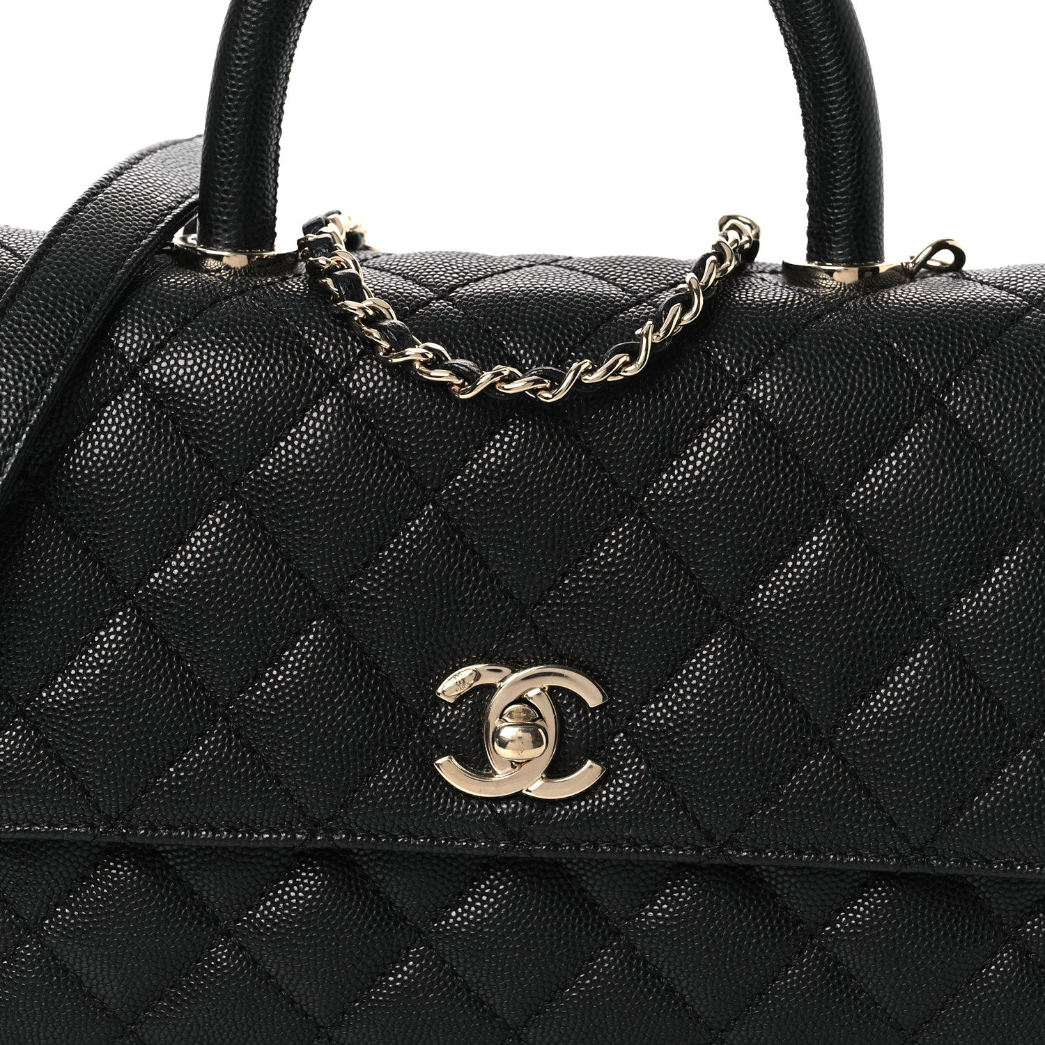 Caviar Quilted Mini Coco Handle Flap Black