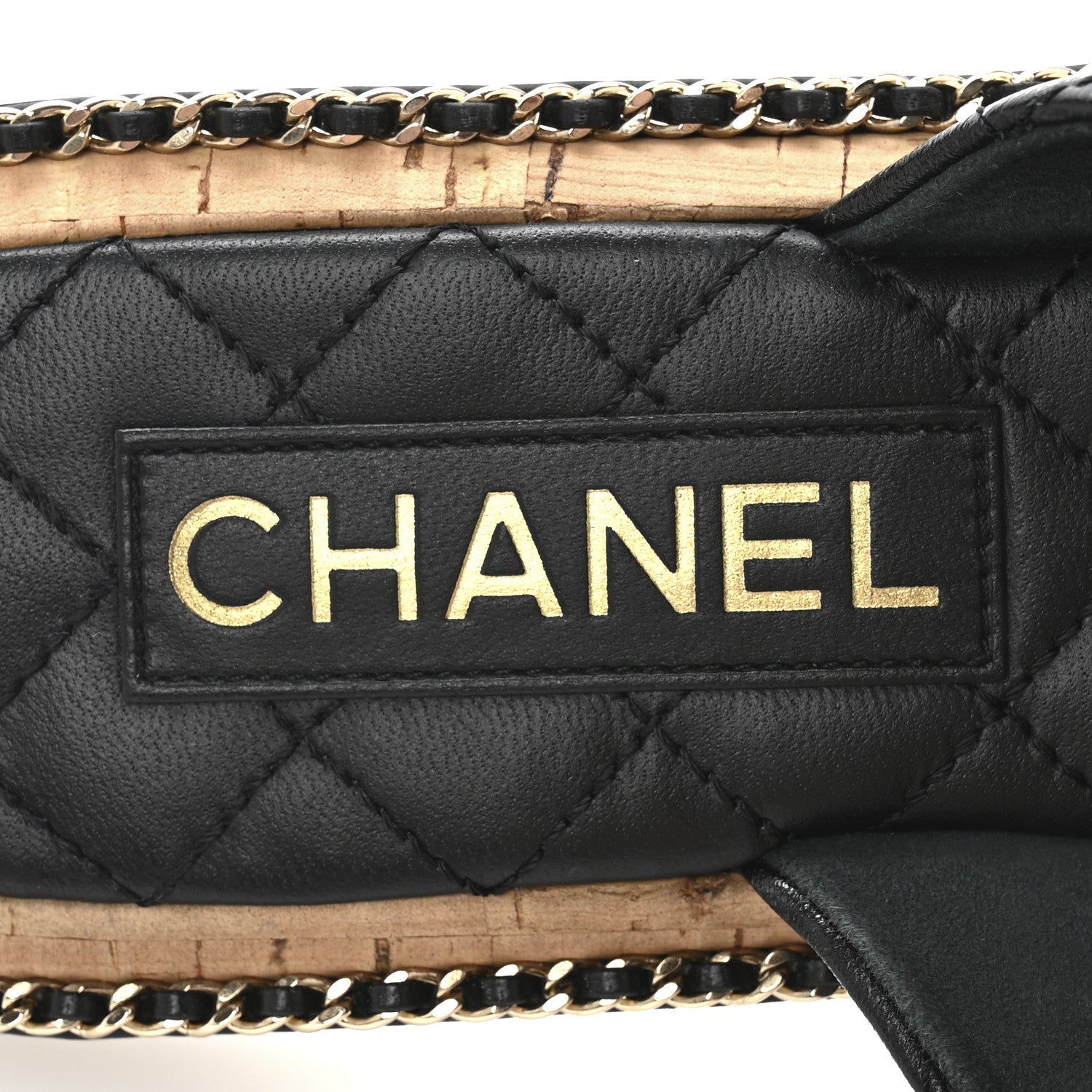 Lambskin Quilted Chain CC Sandals 39 Black