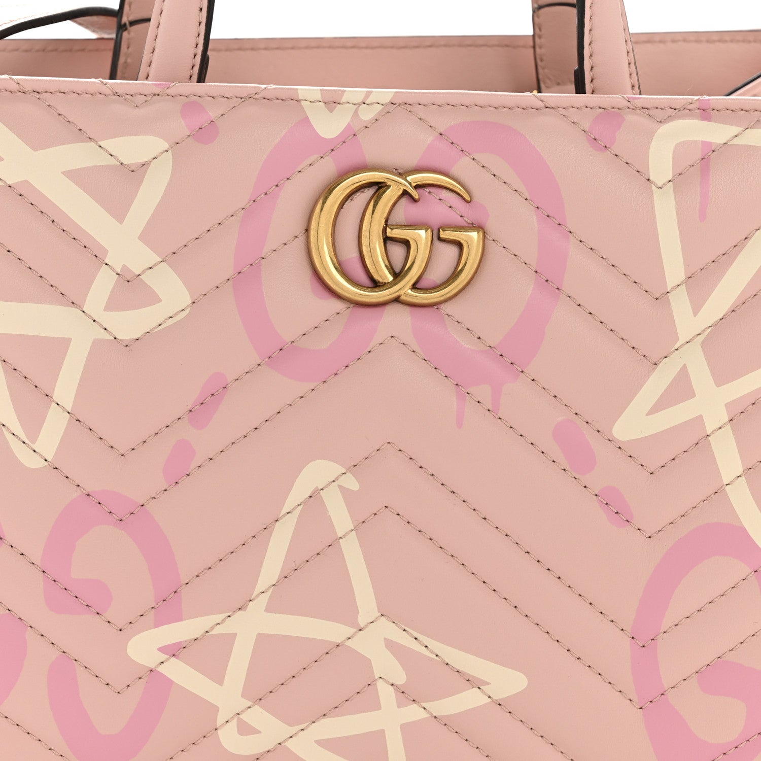 Calfskin Matelasse GucciGhost Small GG Marmont Tote Perfect Pink Rosa Ivory