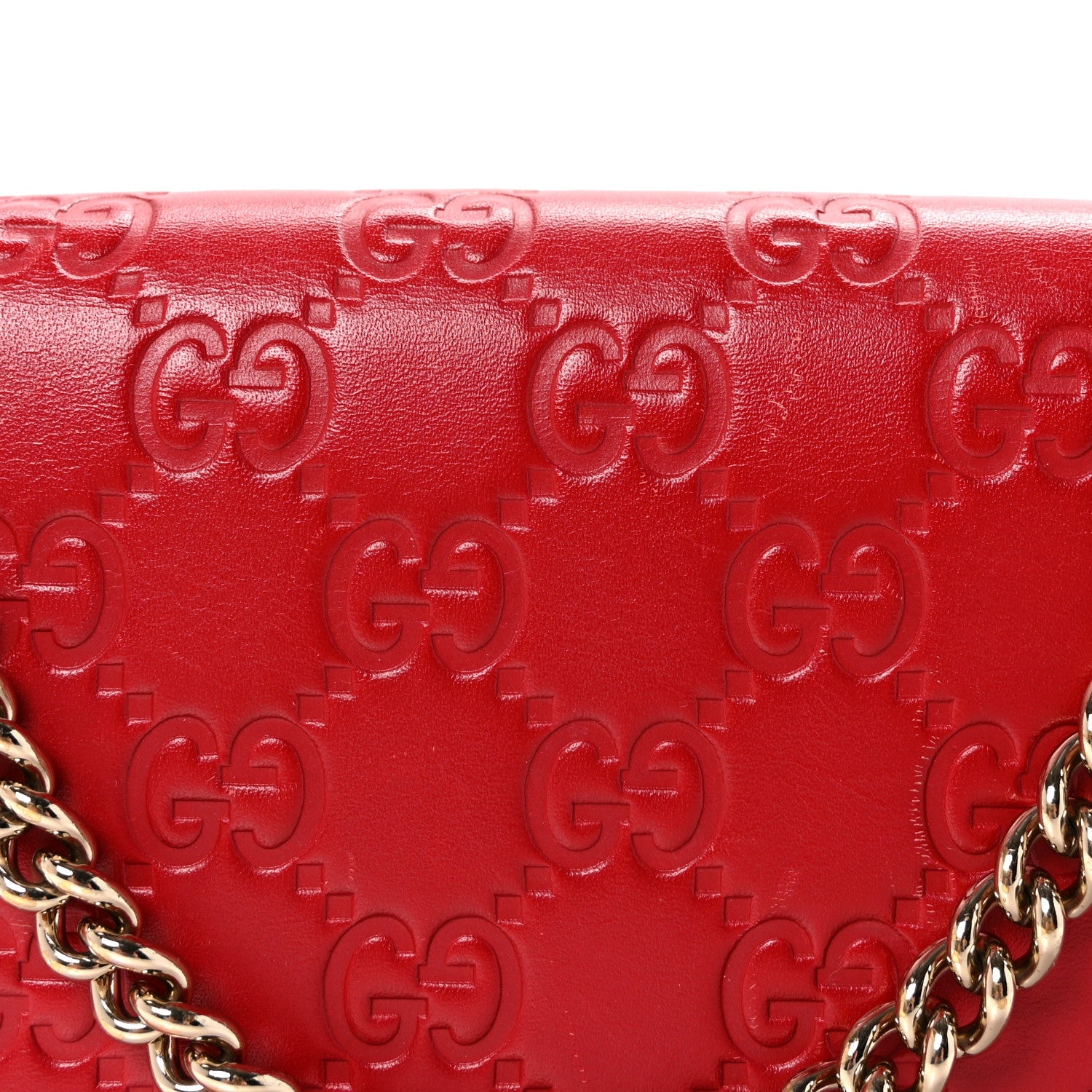 Guccissima Signature Bowy Chain Wallet Hibiscus Red