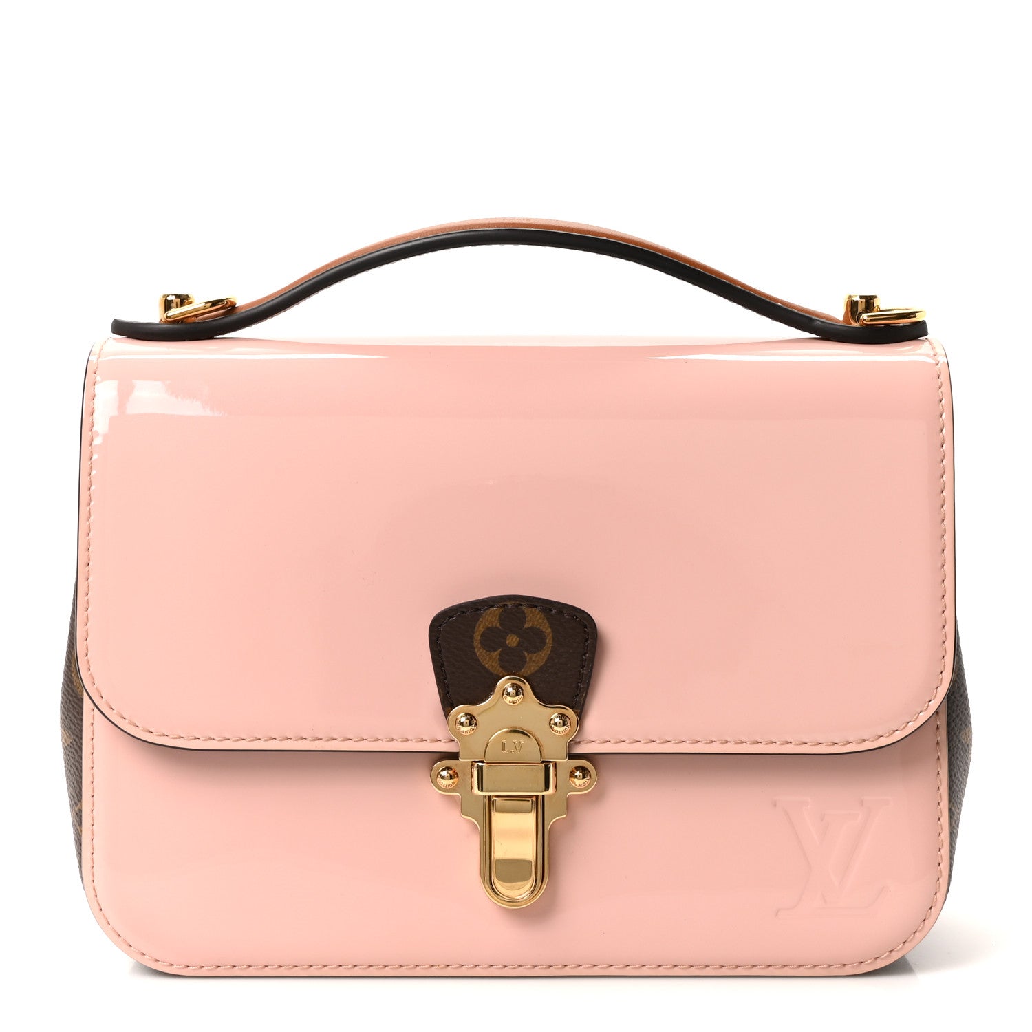 Patent Calfskin Monogram Cherrywood BB Rose Ballerine