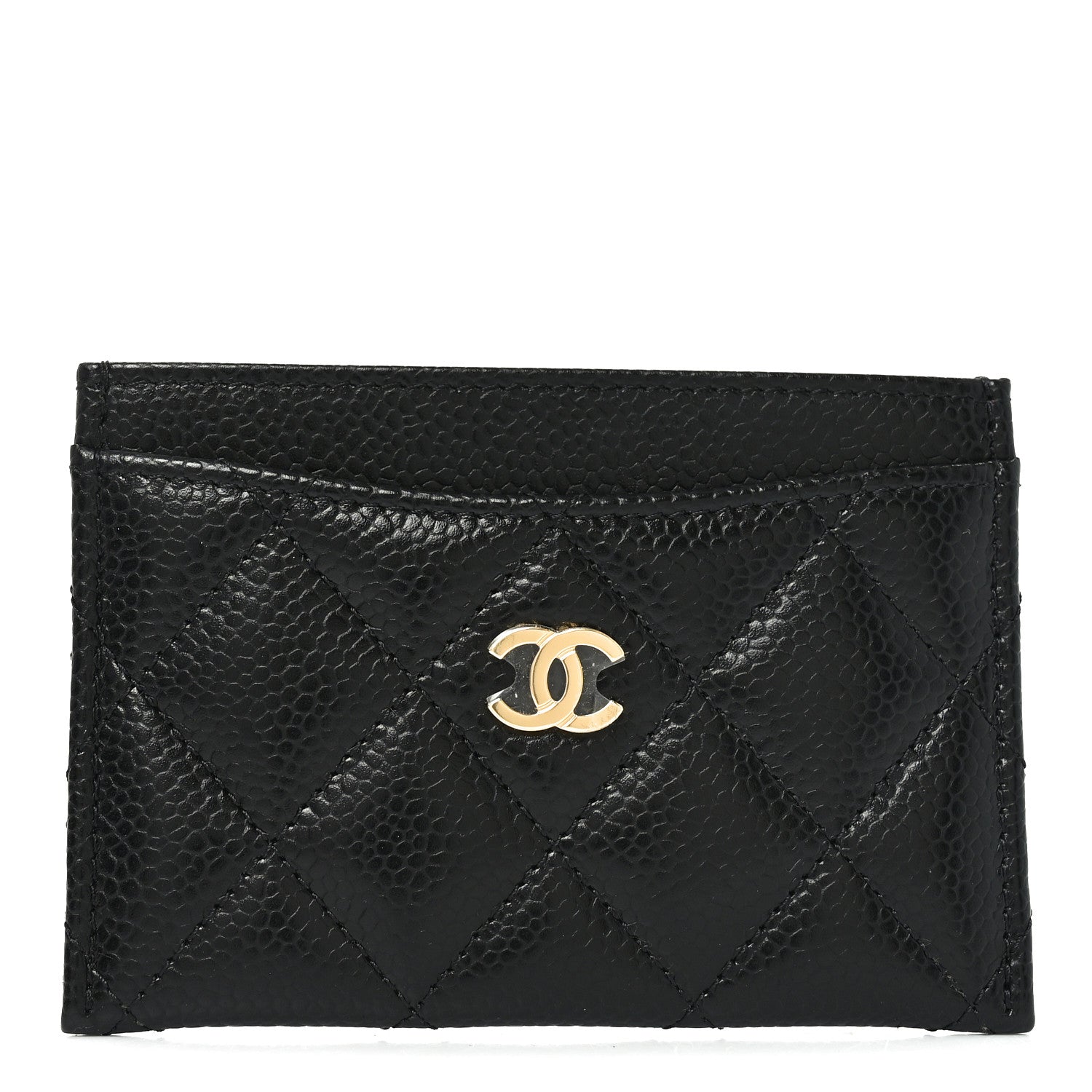 Caviar Quilted Card Holder Black