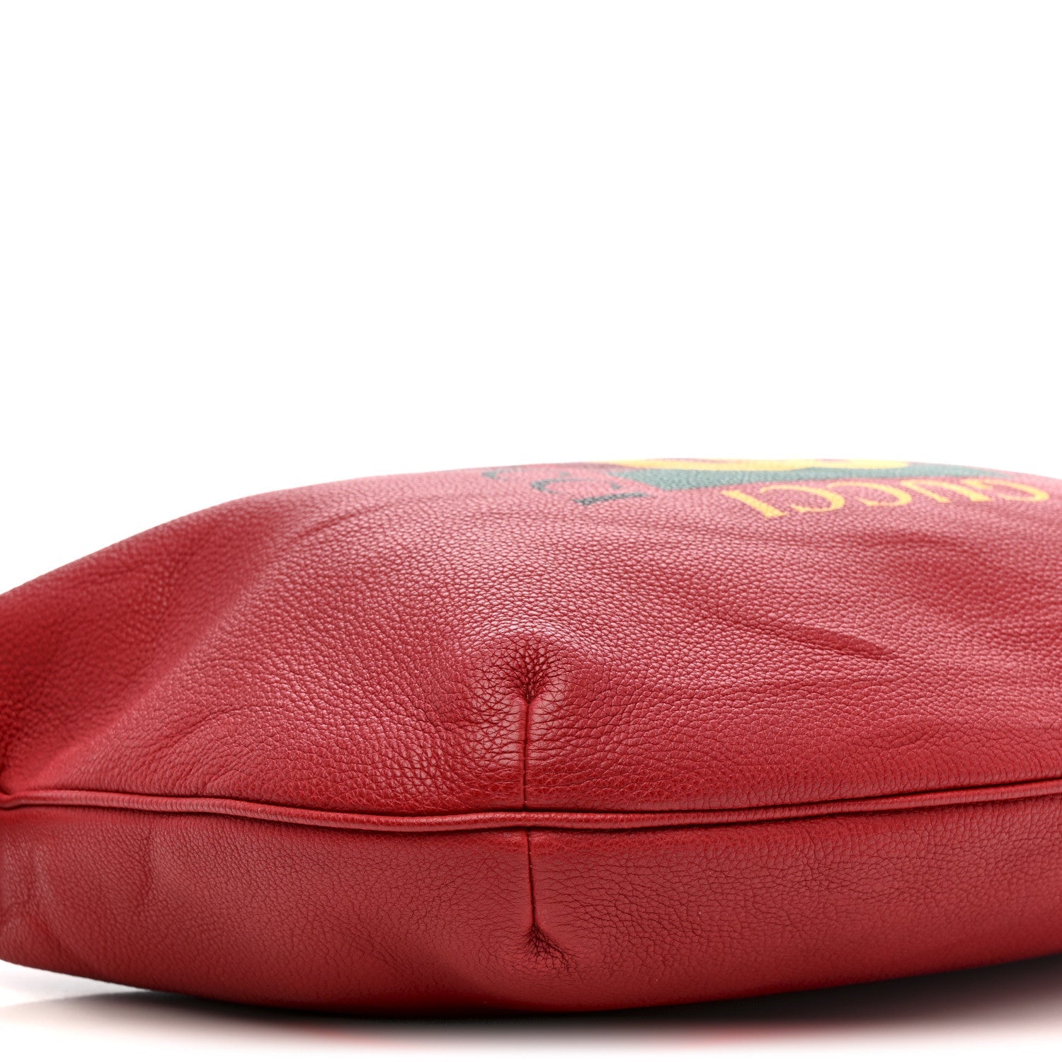 Grained Calfskin Logo Half Moon Hobo Red
