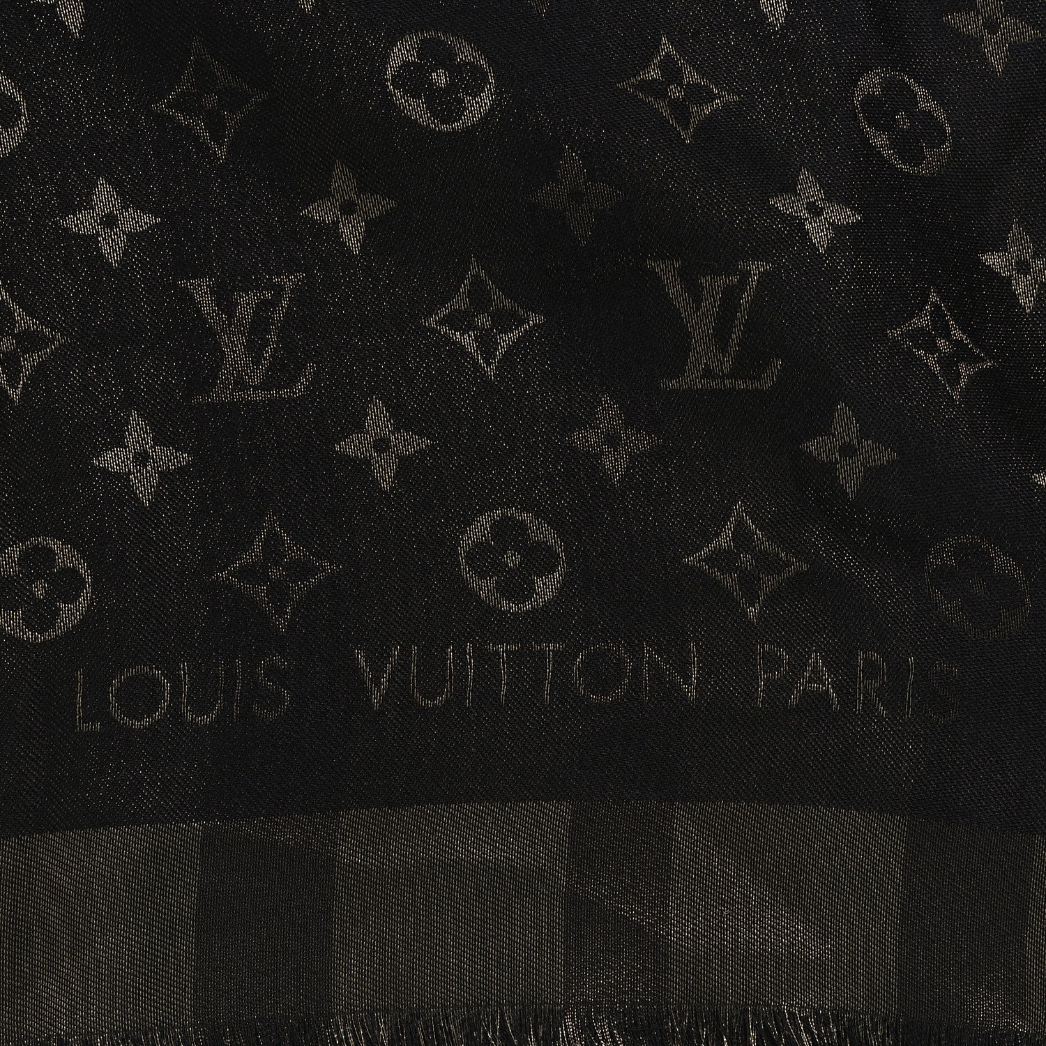 Silk Lurex Wool So Shine Monogram Shawl Black