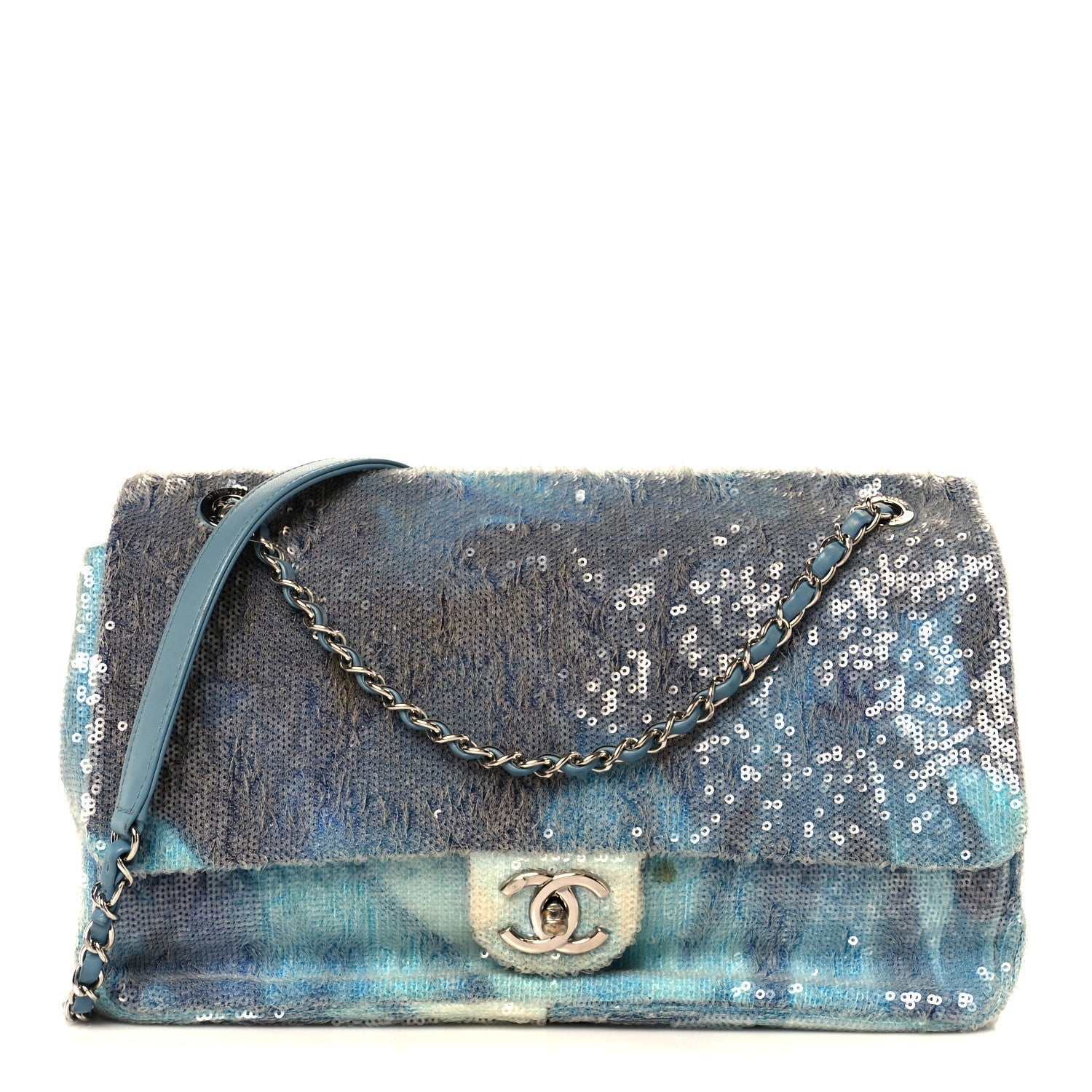 Sequin Large Waterfall Flap Light Blue