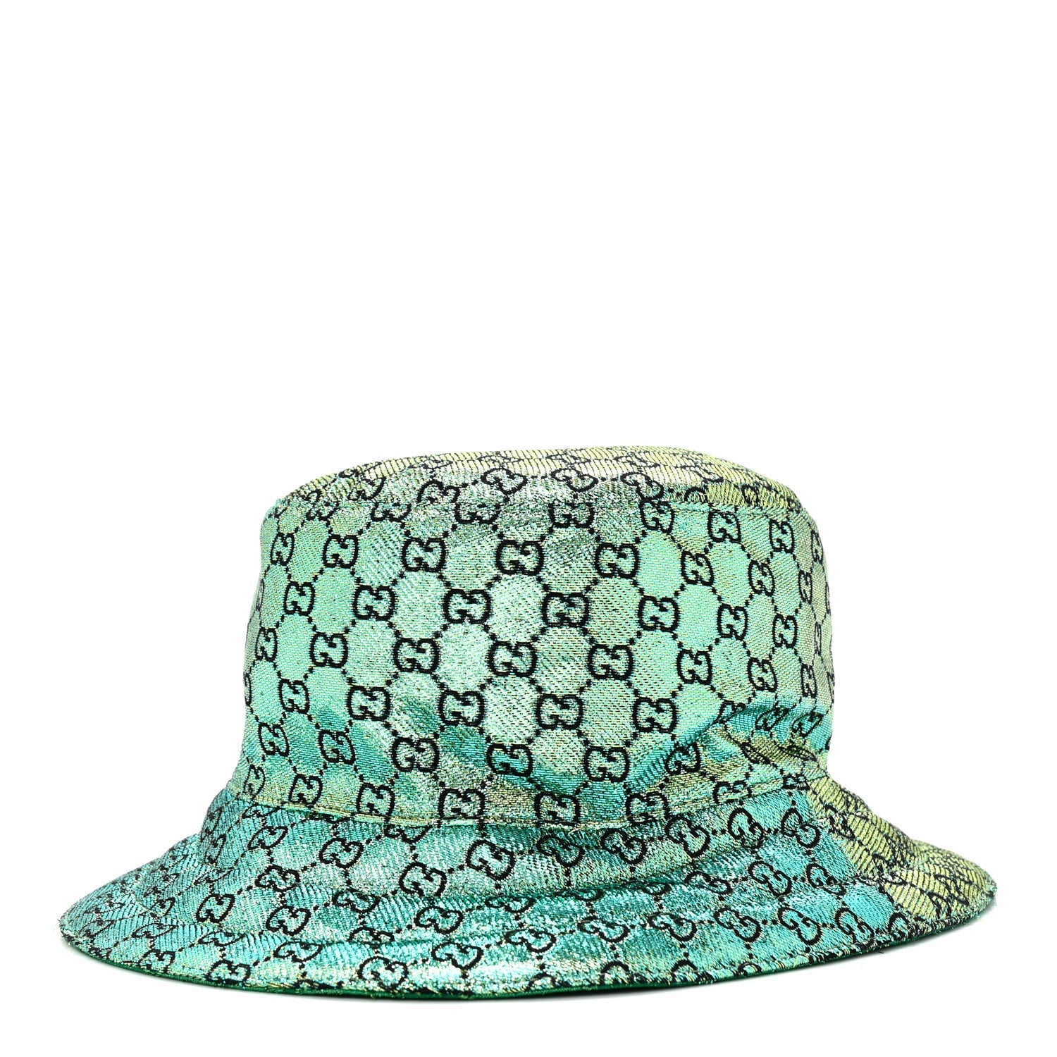 Canvas Lame GG Monogram Reversible Bucket Hat L Green