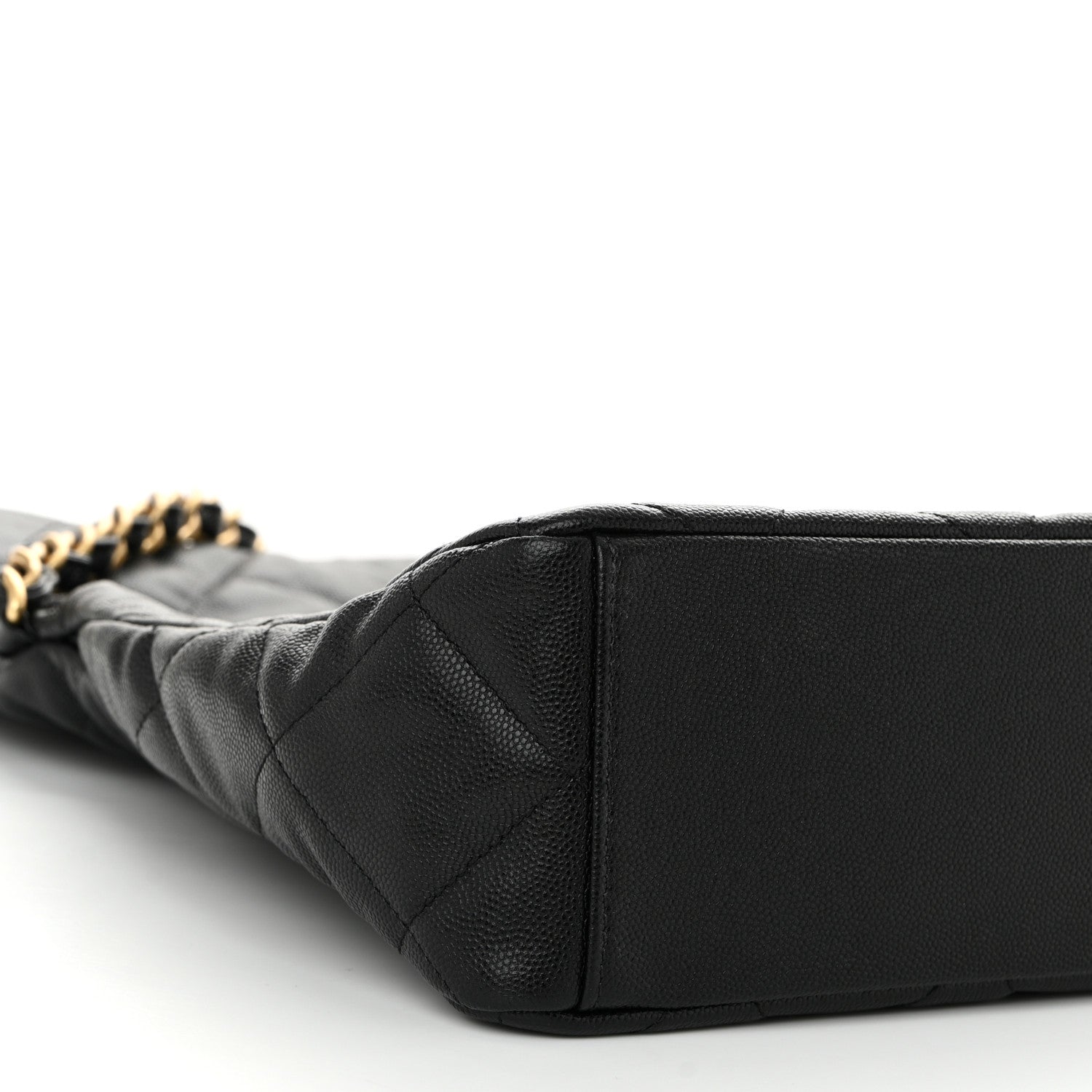 Caviar Quilted Fold Over Hobo Black