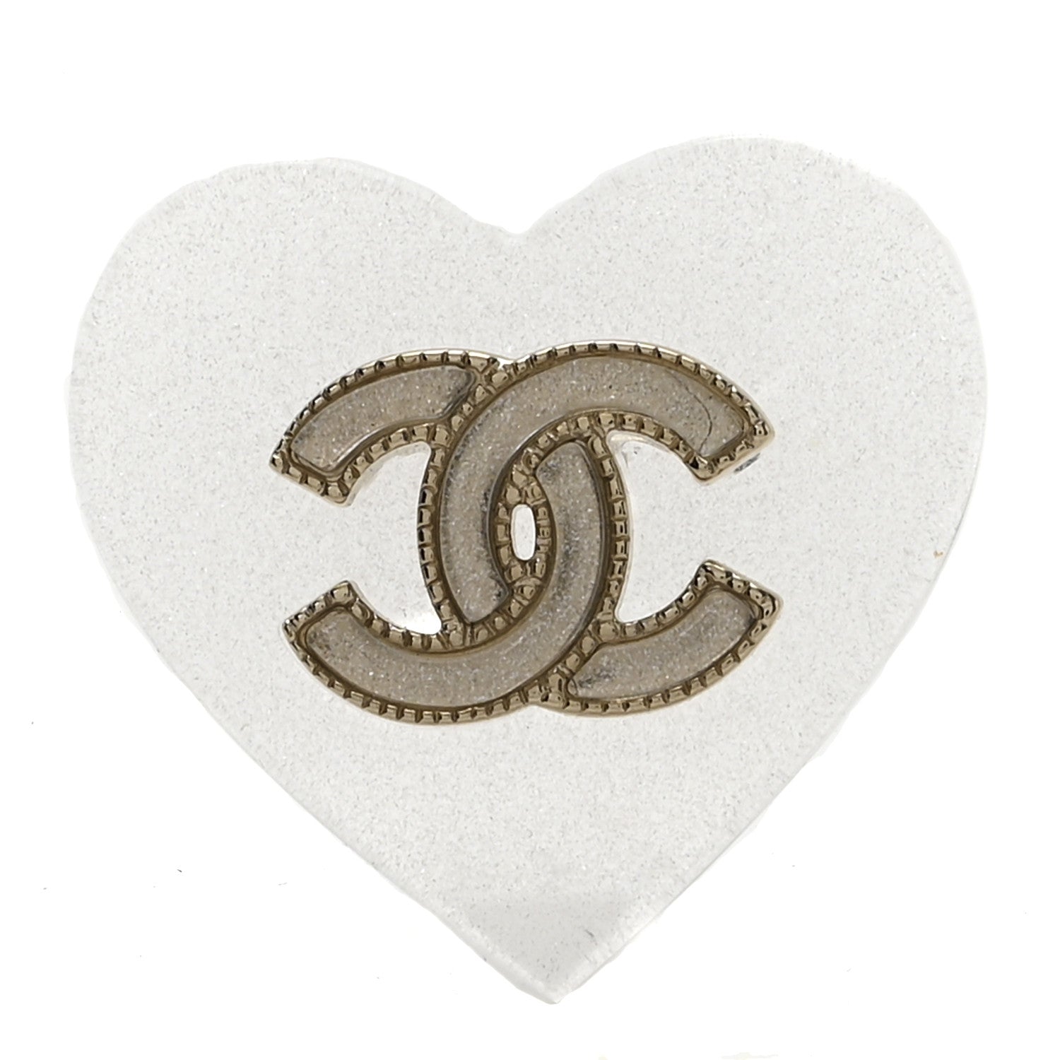 Resin CC Heart Brooch Light Gold