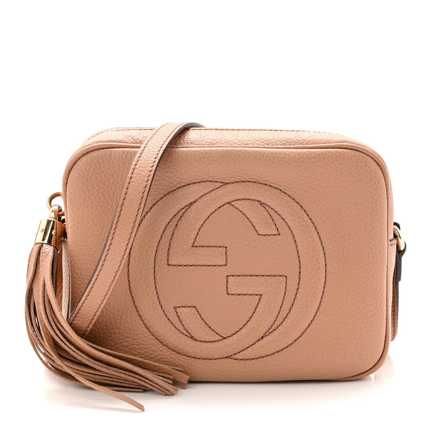 Pebbled Calfskin Small Soho Disco Bag Camelia