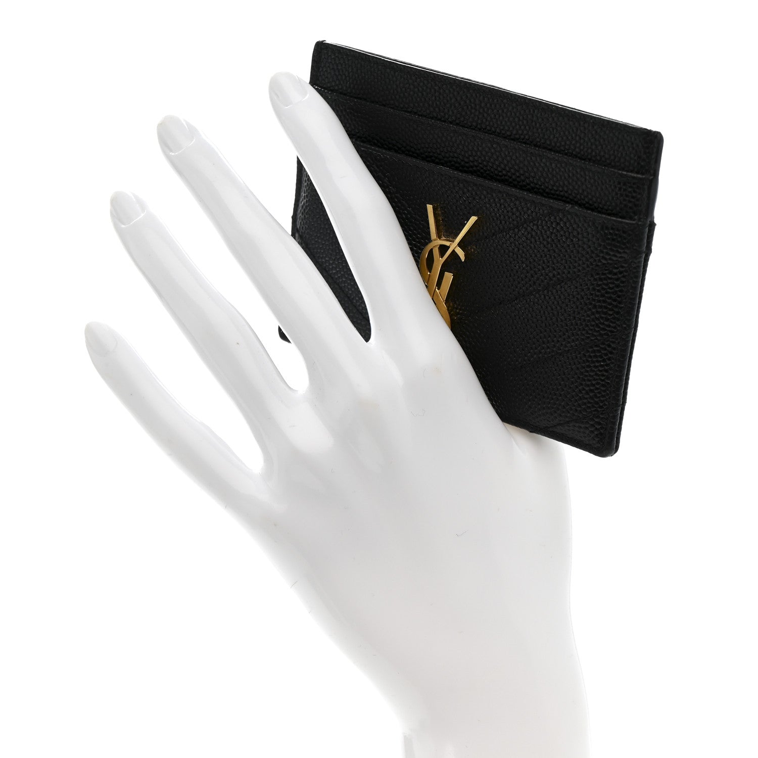 Grain De Poudre Matelasse Chevron Monogram Credit Card Case Black