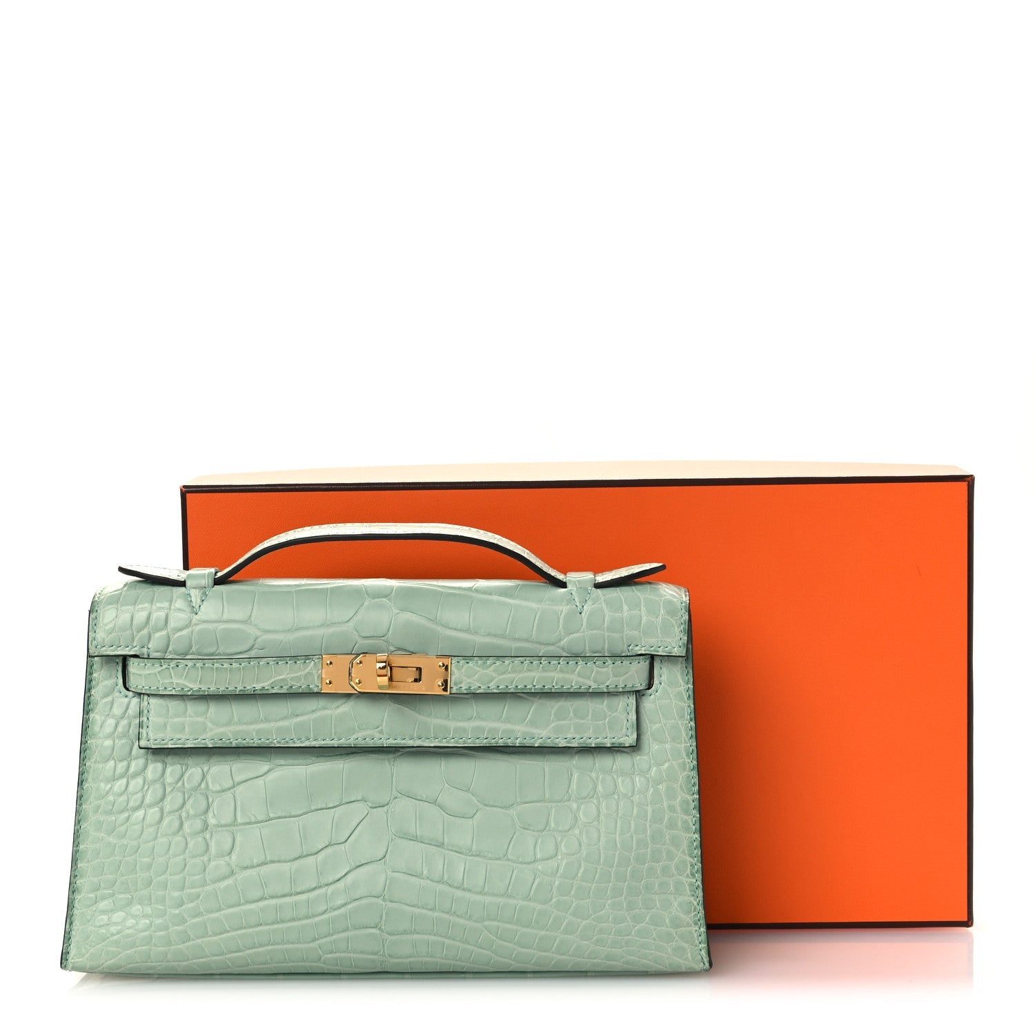 Matte Alligator Kelly Pochette Vert D'eau