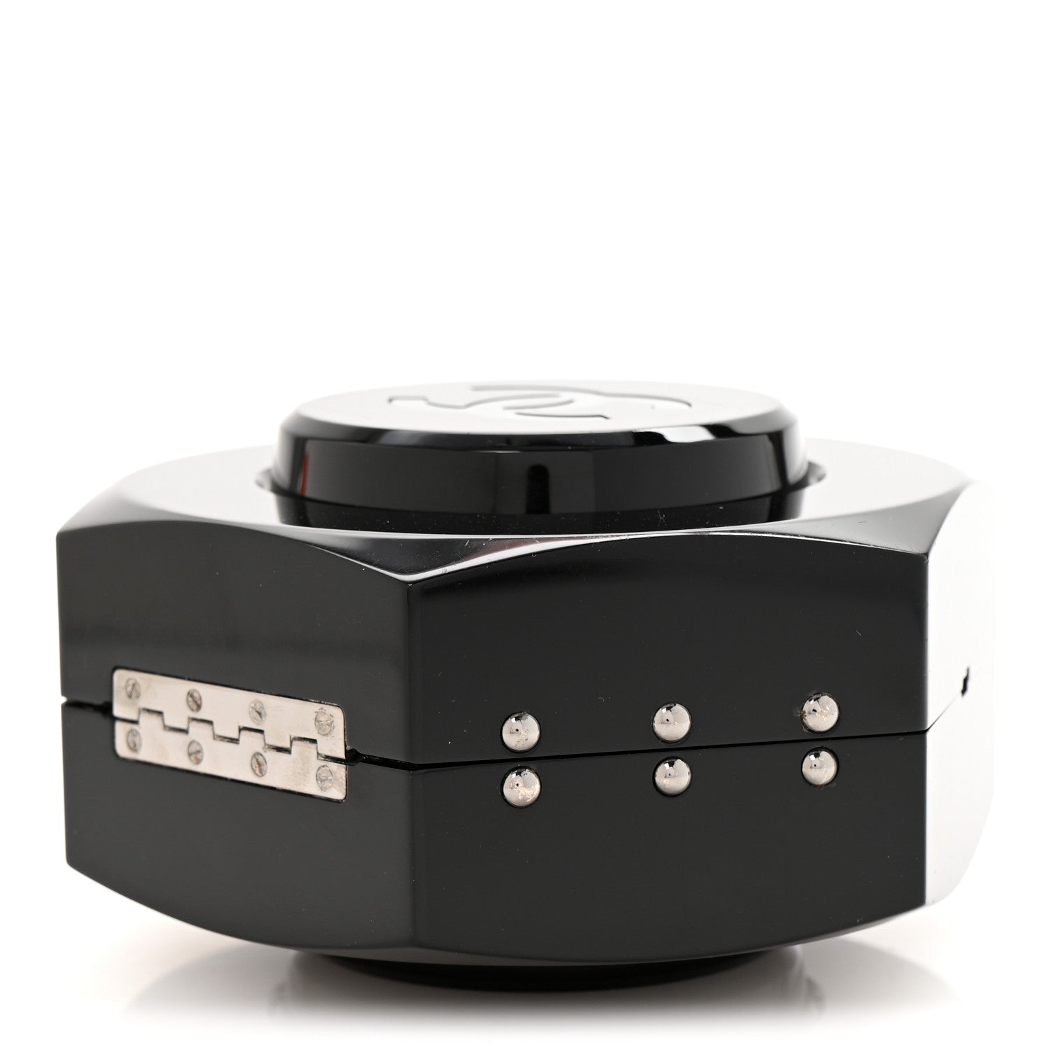 Plexiglass Octagon CC Minaudiere Clutch Black