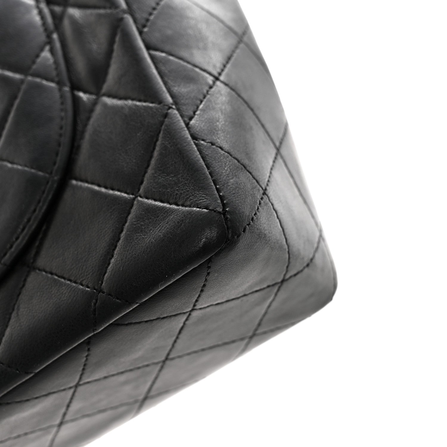 Lambskin Quilted Single Flap Black White