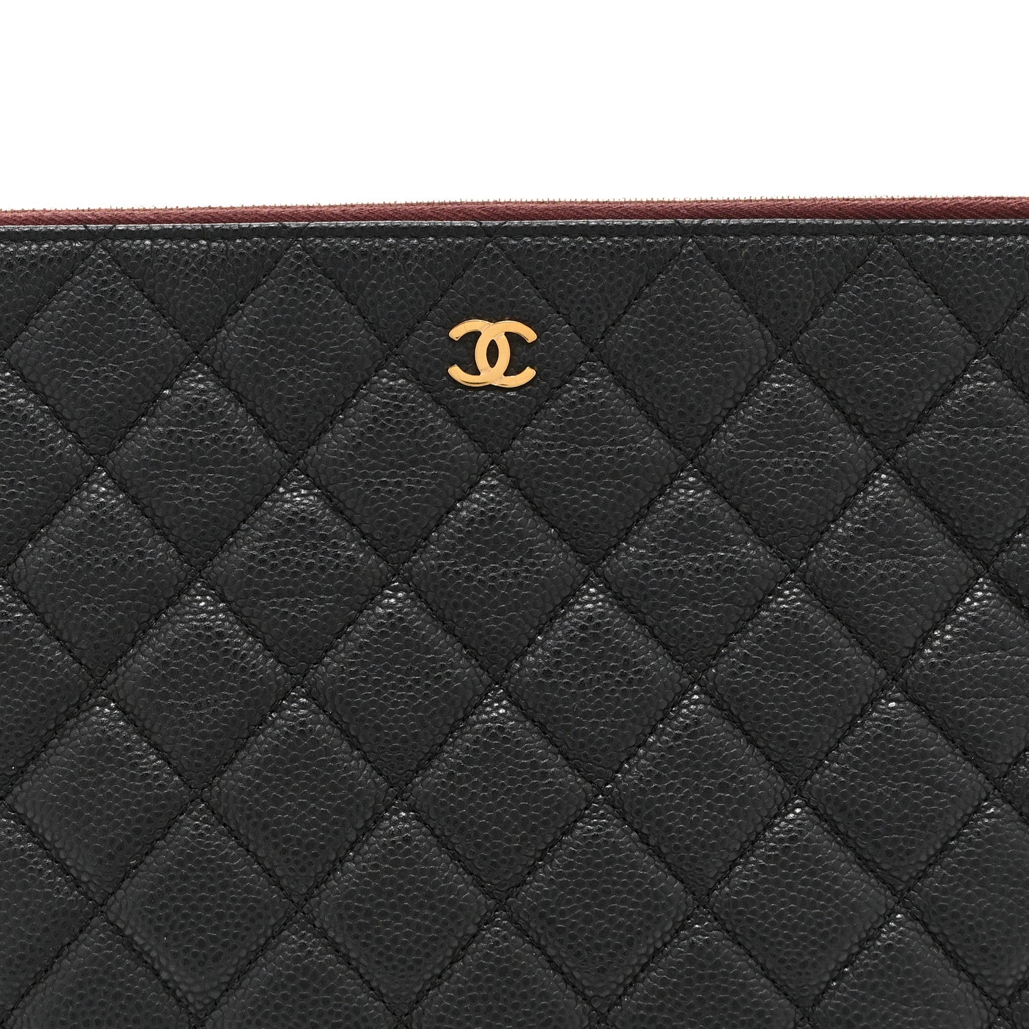 Caviar Quilted Large Cosmetic Case Black