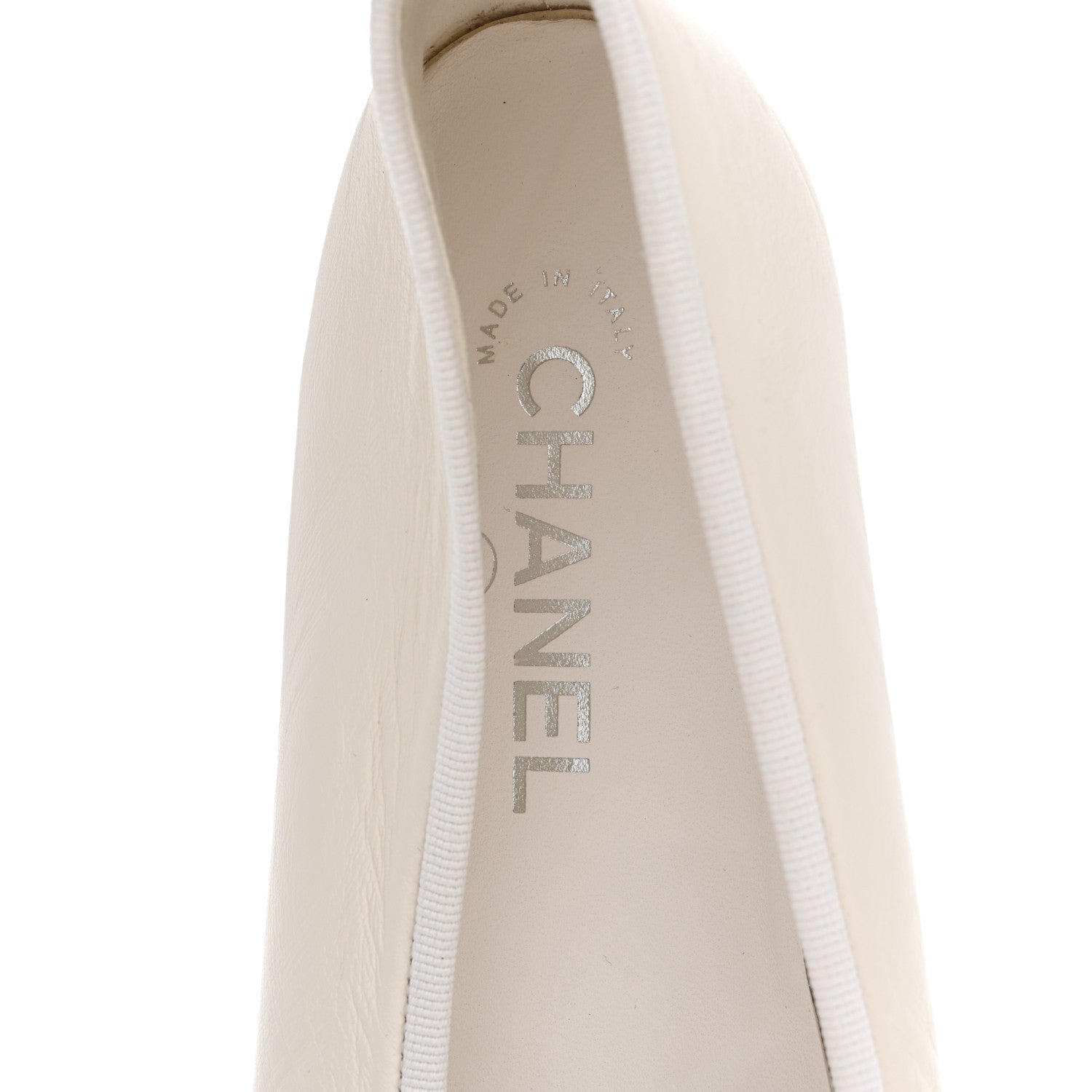 Lambskin Cap Toe CC Ballerina Flats 38.5 White Black