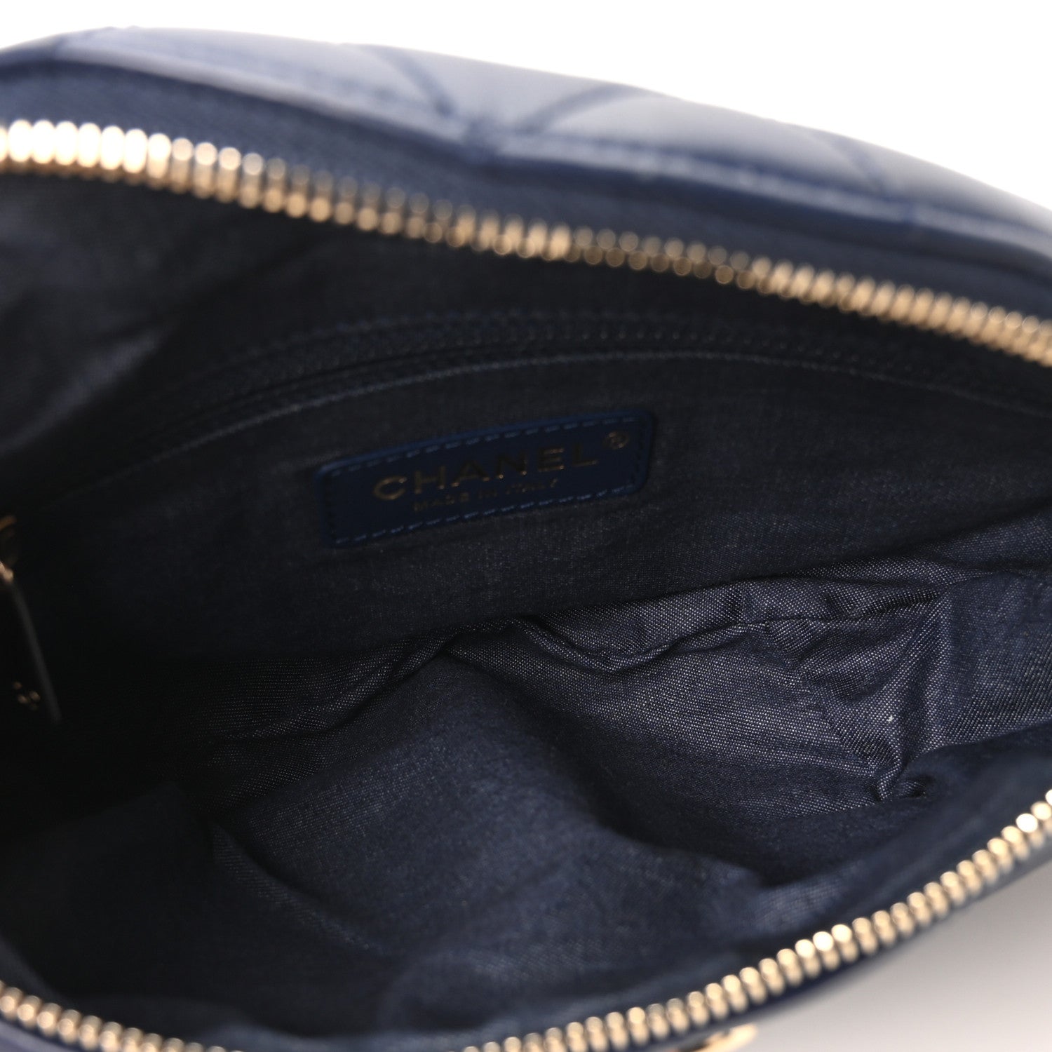 Lambskin  Quilted Resin Bi-Color Waist Bag Fanny Pack Navy Blue