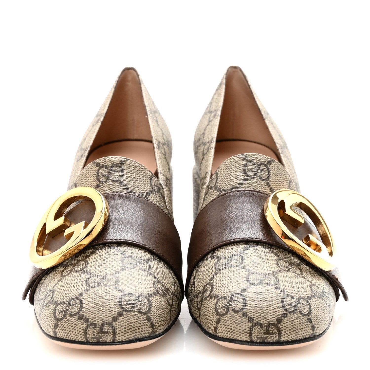 GG Supreme Monogram Malaga Kid Blondie Pumps 35.5 Beige Ebony New Acero