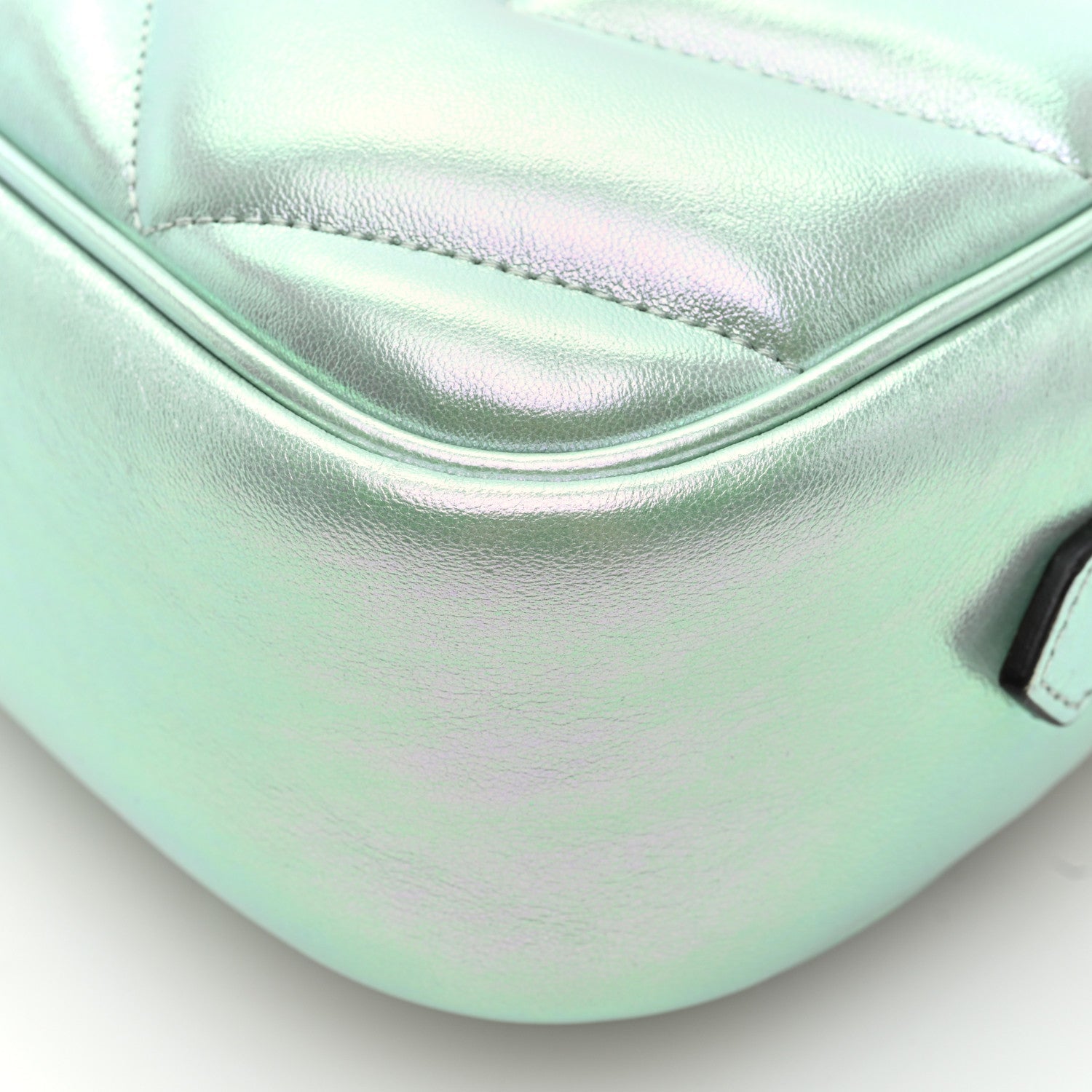 Iridescent Nappa Chevron Matelasse Small GG Marmont Chain Shoulder Bag Iridescent Salvy Green