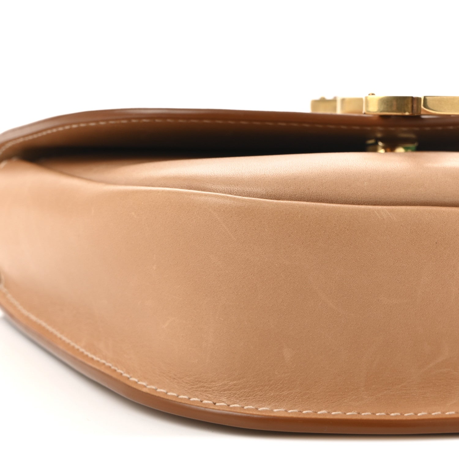 Smooth Vintage Calfskin Small Kaia Satchel Brown Gold