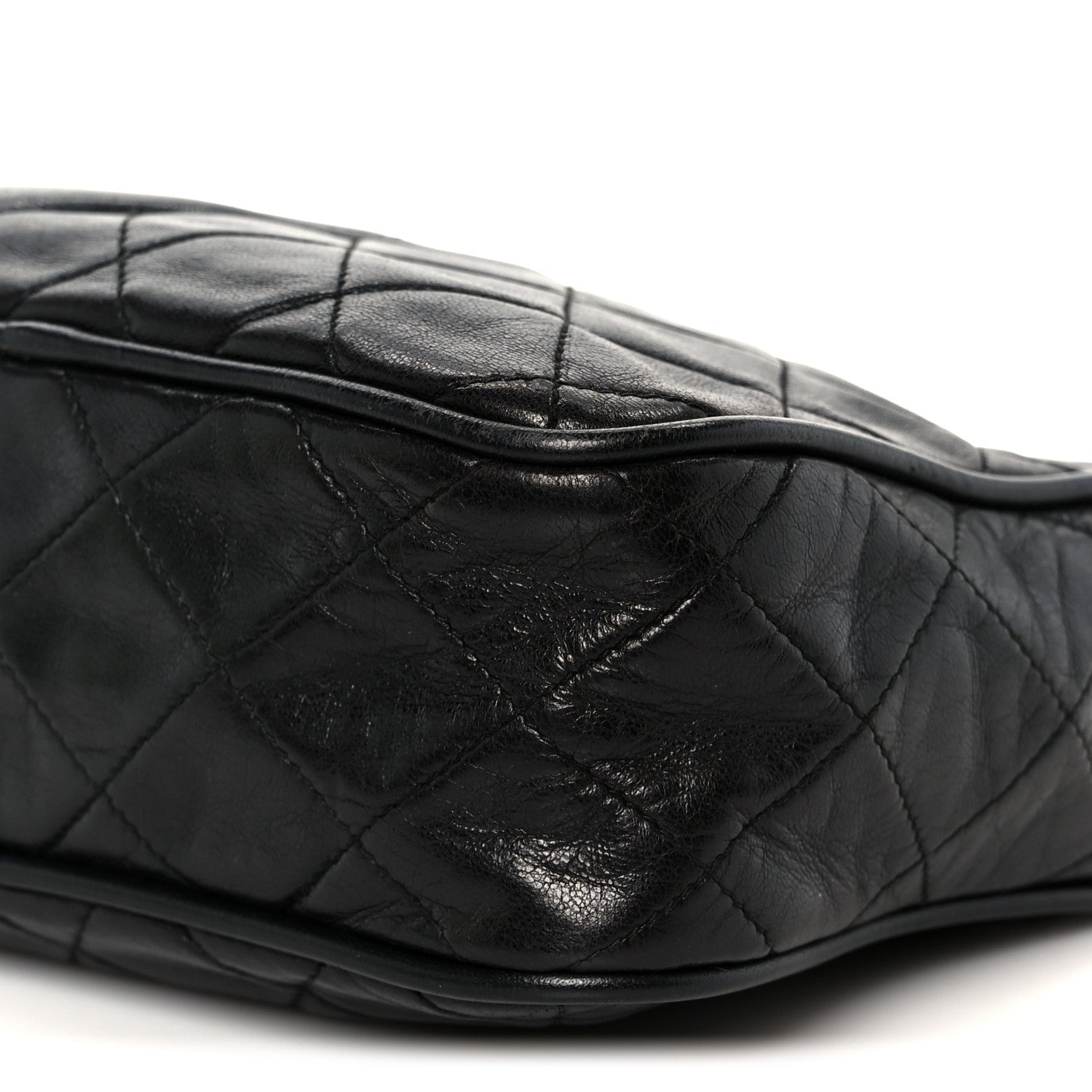Lambskin Quilted Small Diamond CC Camera Case Black