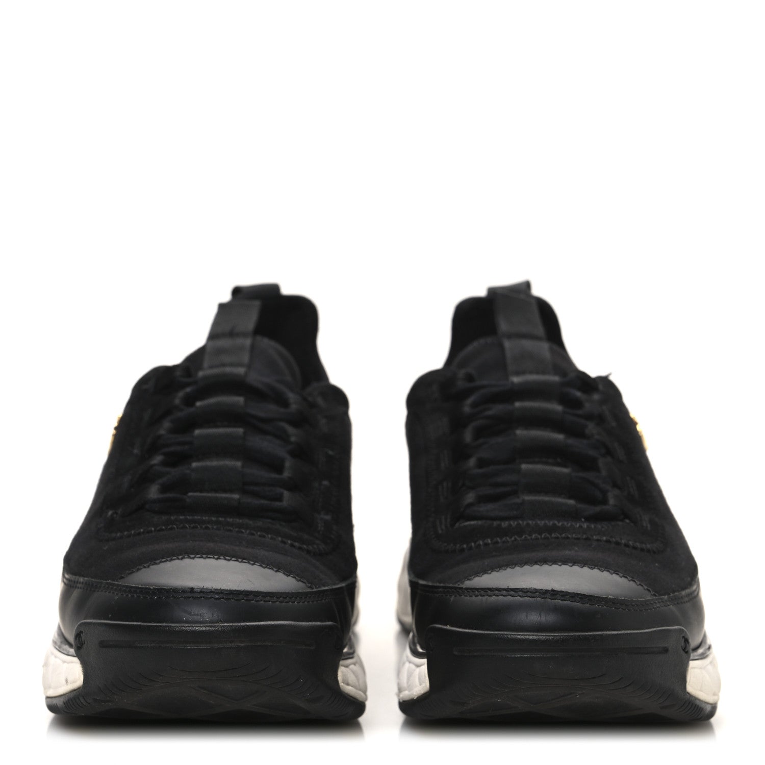 Velvet Calfskin Mixed Fibers CC Sneakers 39 Black