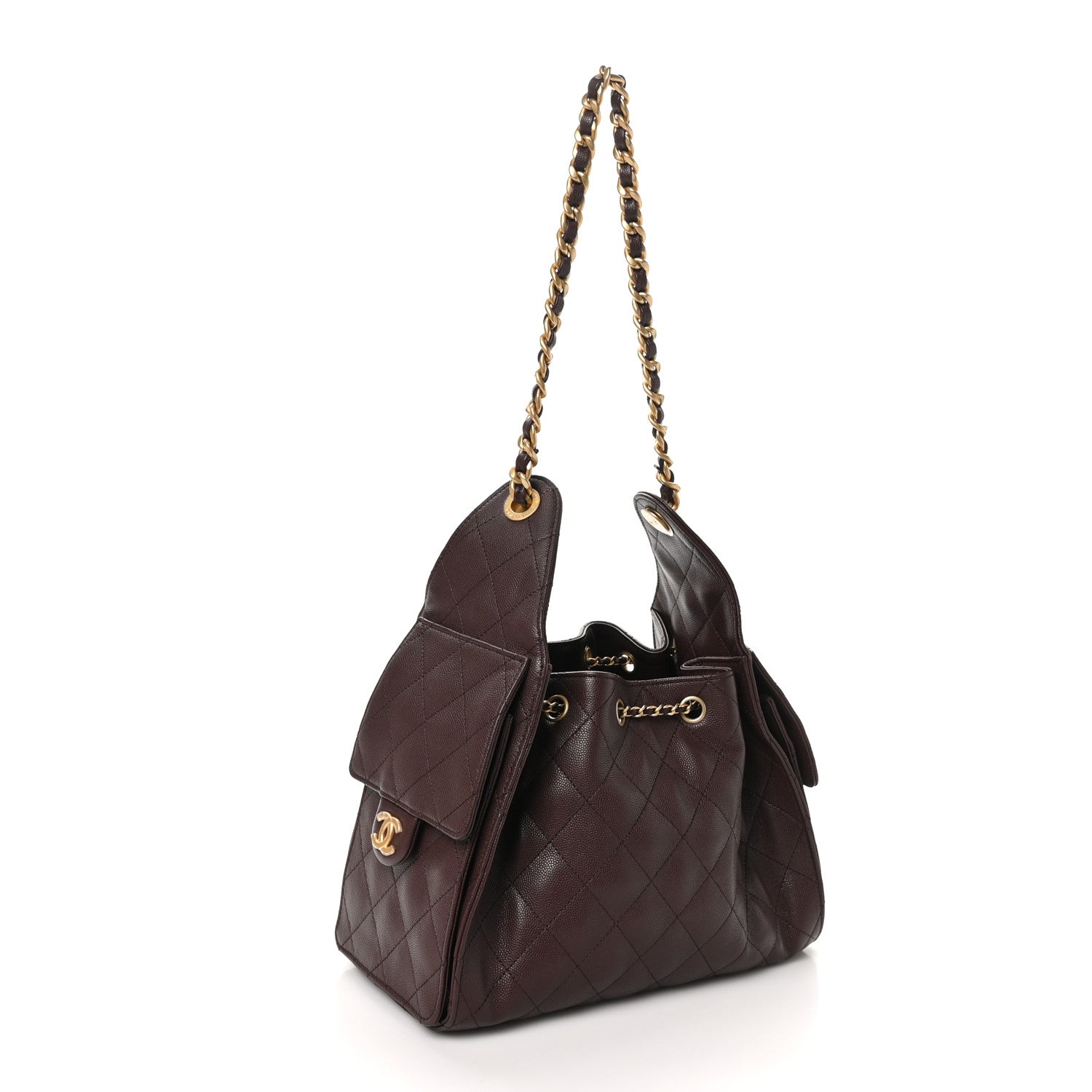 Caviar Quilted Small Chanel 25 Handbag Dark Brown