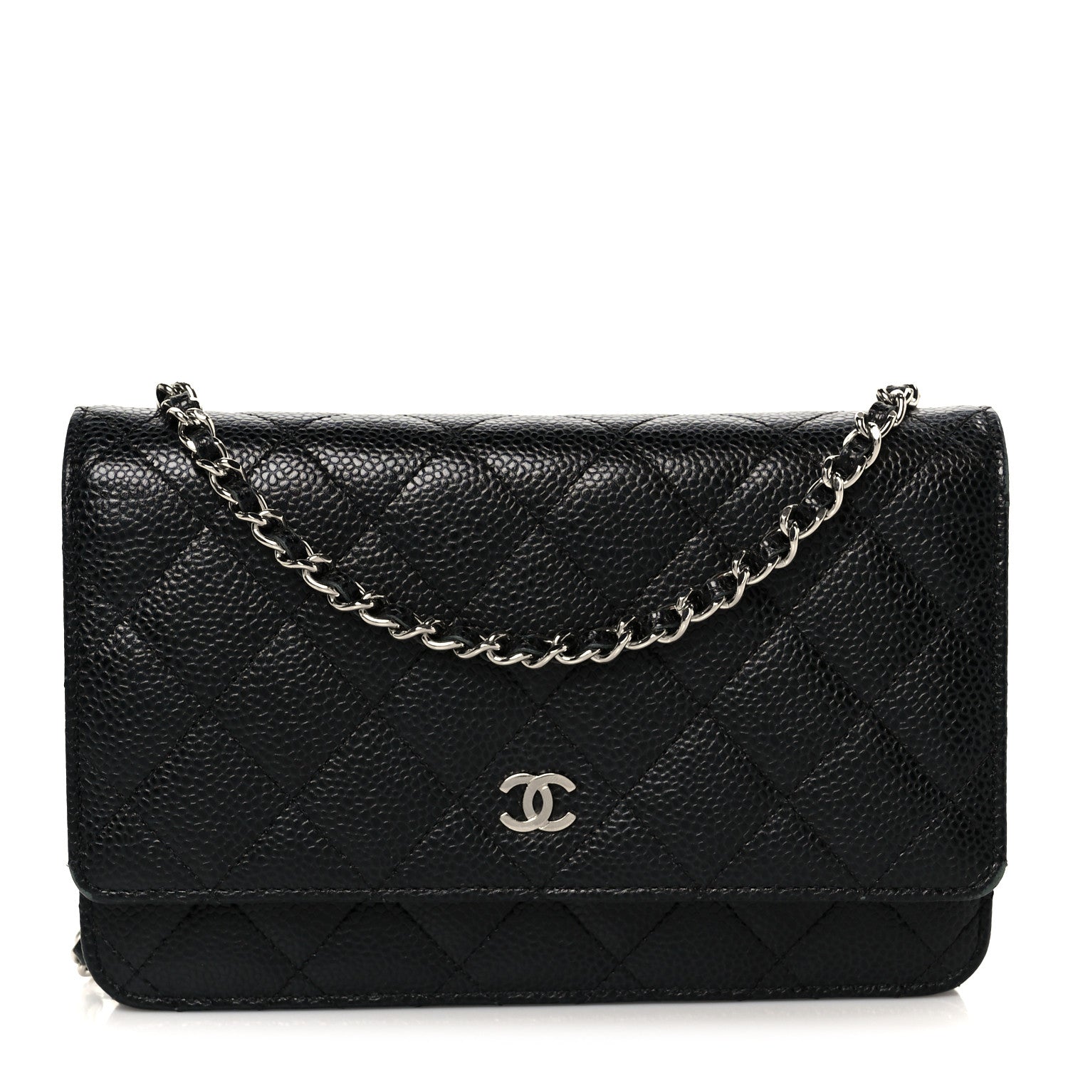 Caviar Quilted Wallet on Chain WOC Black