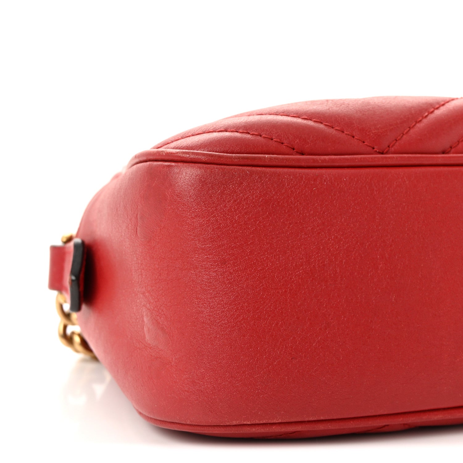 Calfskin Matelasse Small GG Marmont Chain Shoulder Bag Hibiscus Red