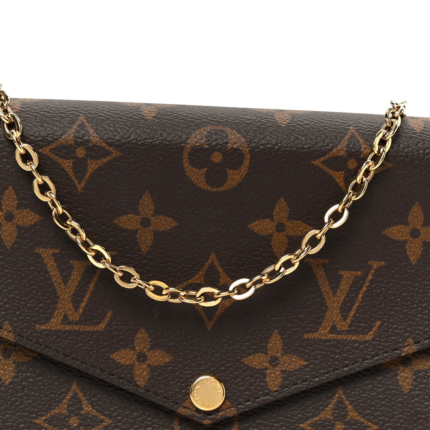Monogram Pochette Felicie Chain Wallet Fuchsia