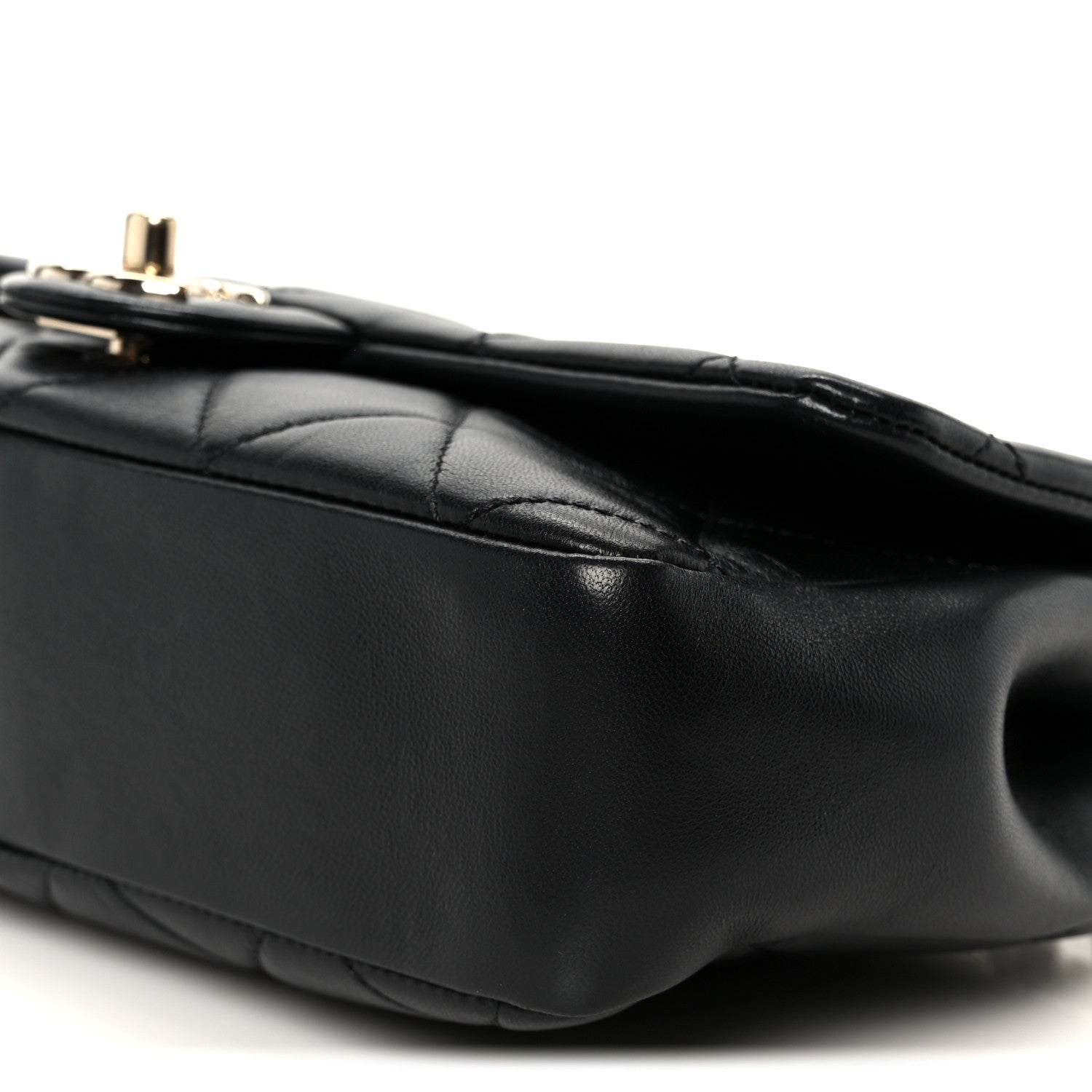 Lambskin Quilted Resin Bi-Color Chain Flap Bag Black