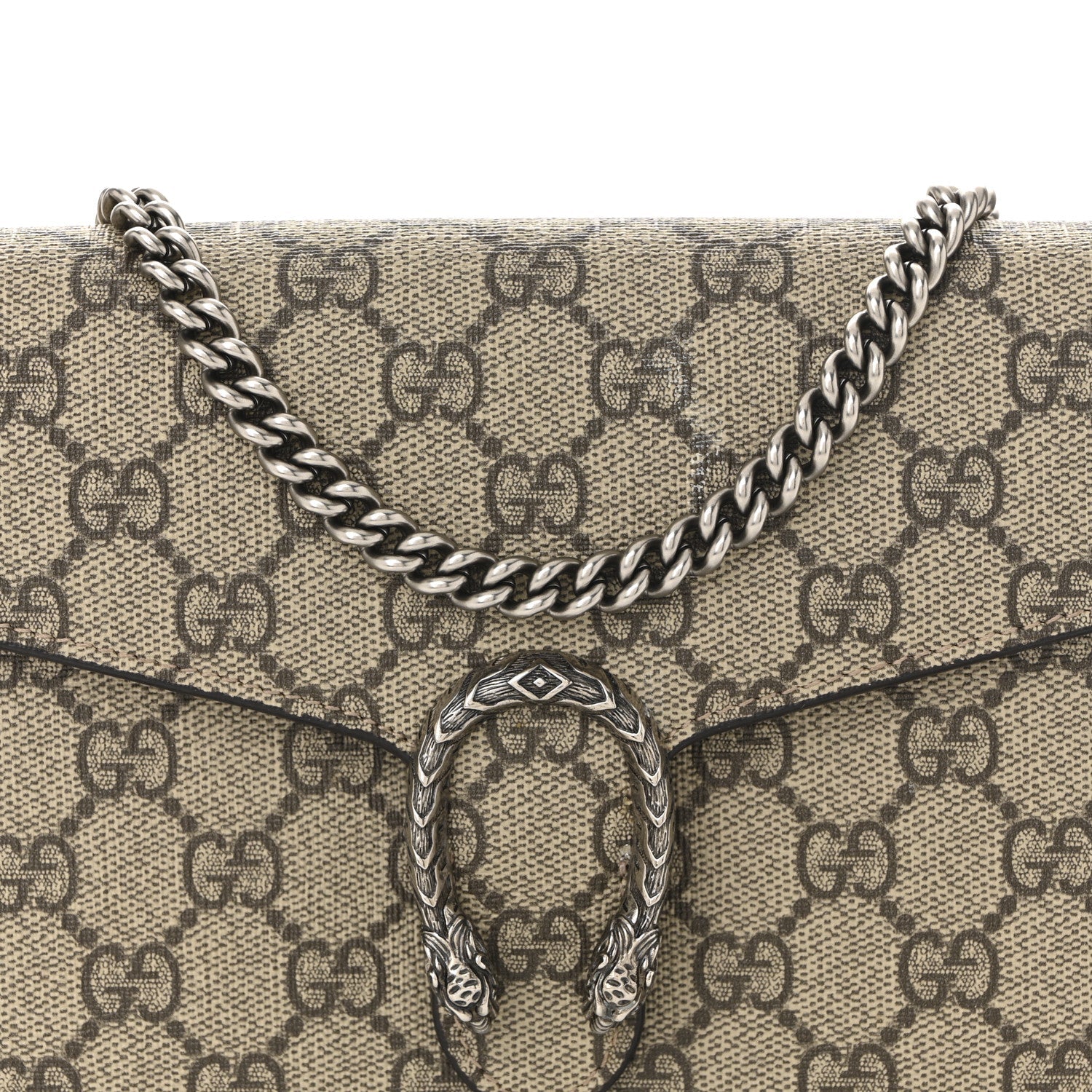 GG Supreme Monogram Mini Dionysus Chain Wallet Beige Vulcanic Red