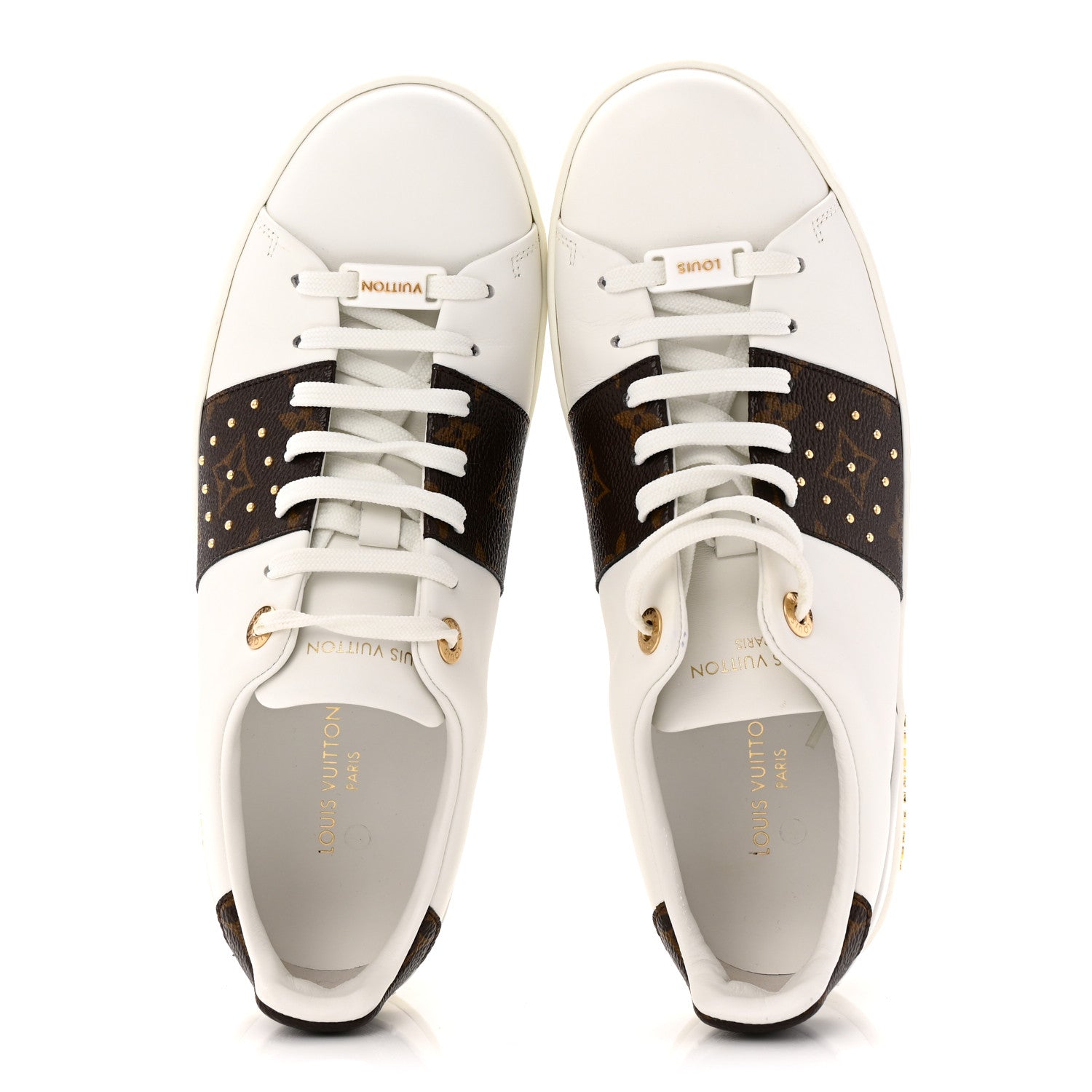 Calfskin Monogram Stud Front Row Sneaker 39 White
