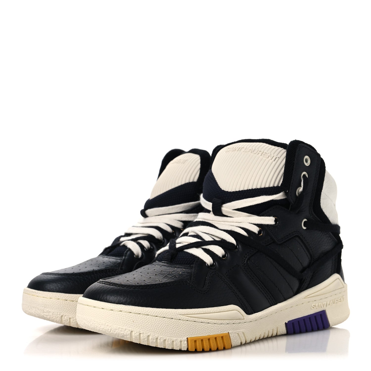 Crackled Calfskin Mens Cure 05 High Top Sneakers 42 Black White