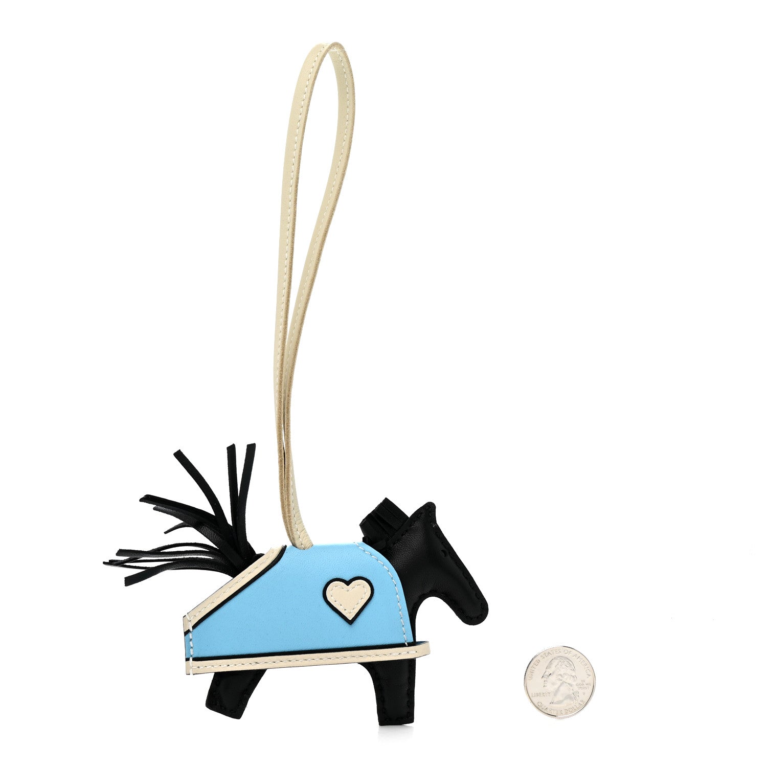 Milo Lambskin Grigri Rodeo Robeo Coeur Bag Charm PM Black Craie Celeste
