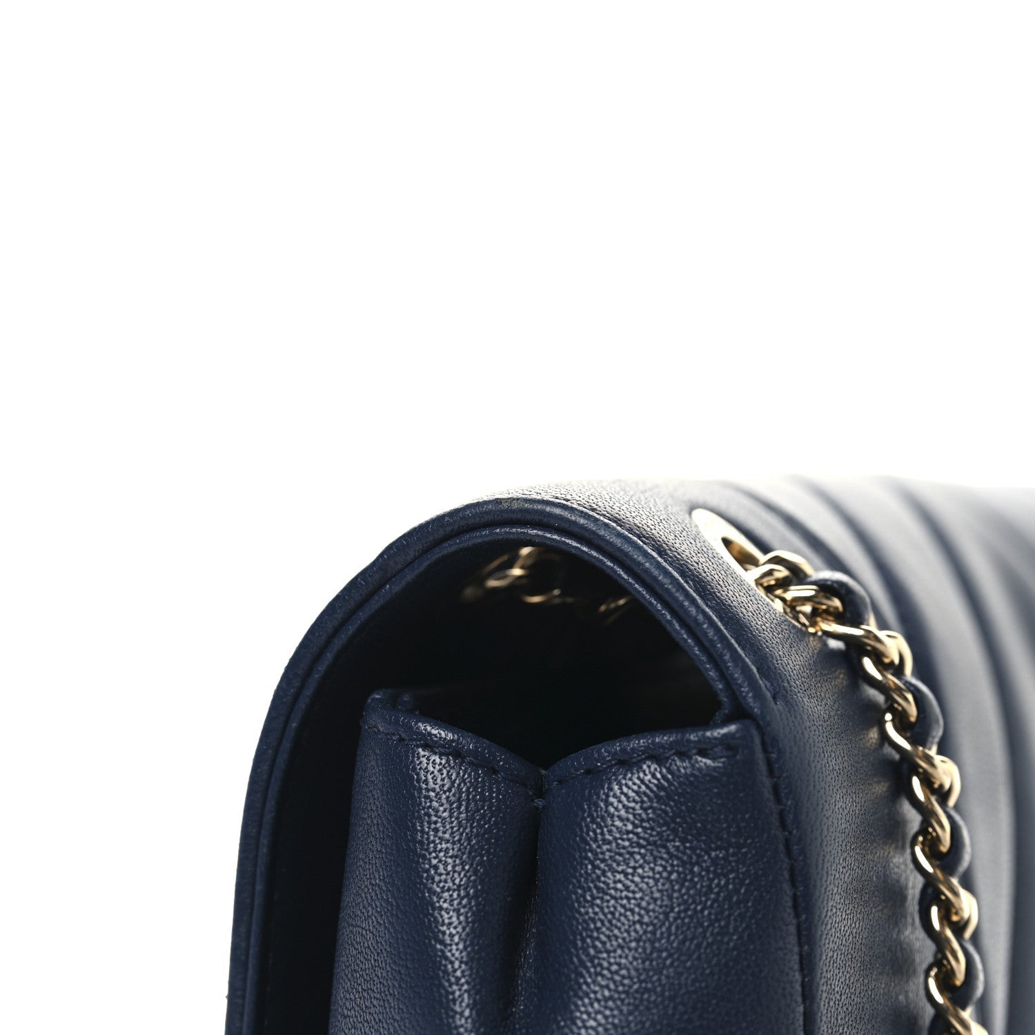 Sheepskin Chevron Quilted Medium Vintage Mademoiselle Flap Navy