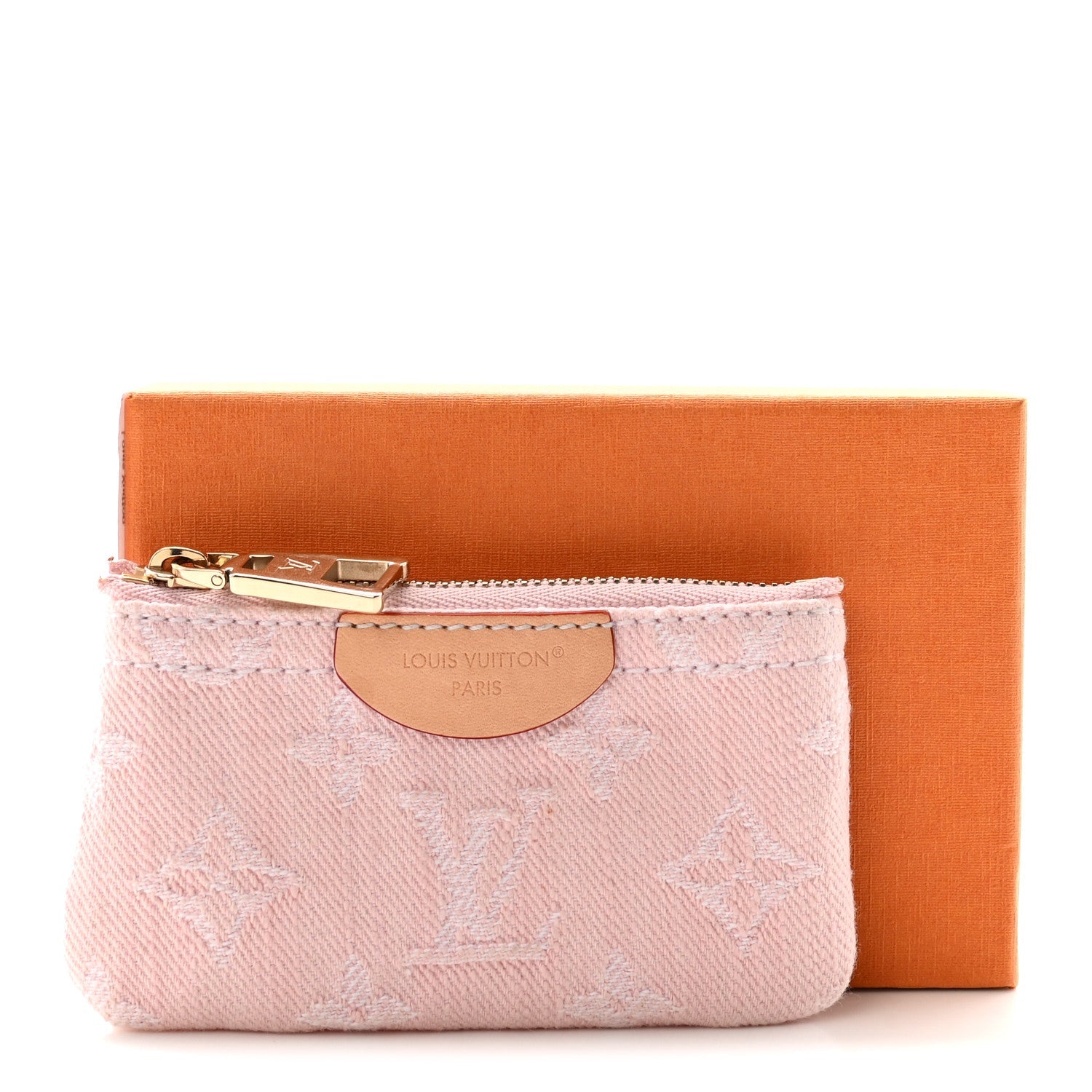 Monogram Denim Key Pouch Washed Pink