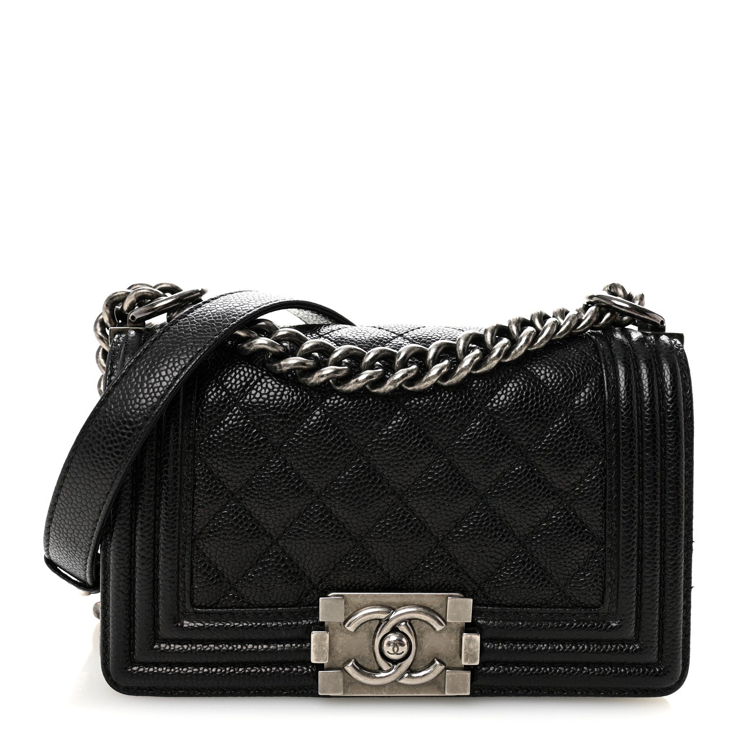 Caviar Quilted Small Boy Flap Black